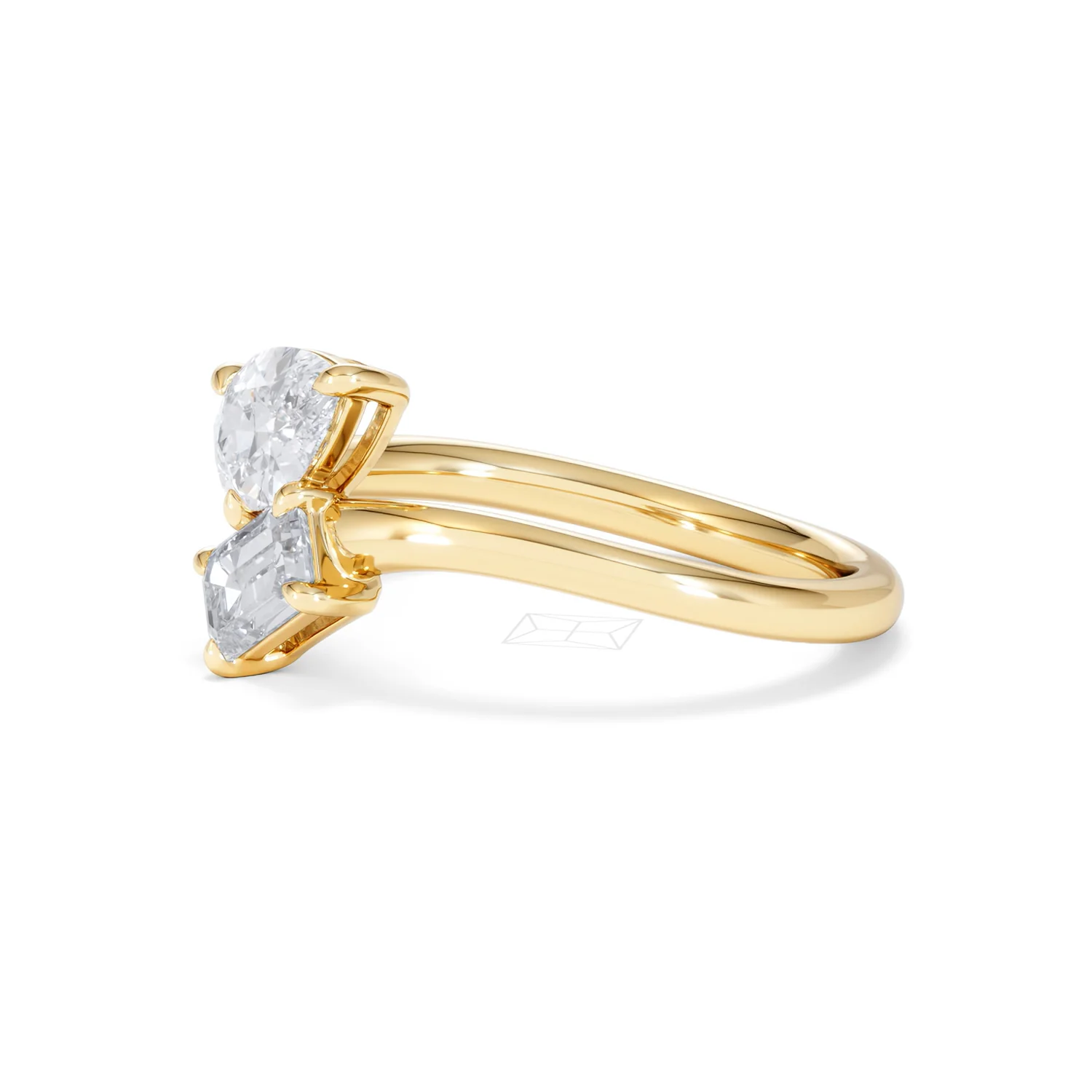 Toi et Moi Emerald and Pear Cut Lab Diamond Ring 1.00ct F/VS in 9K Gold - Image 76