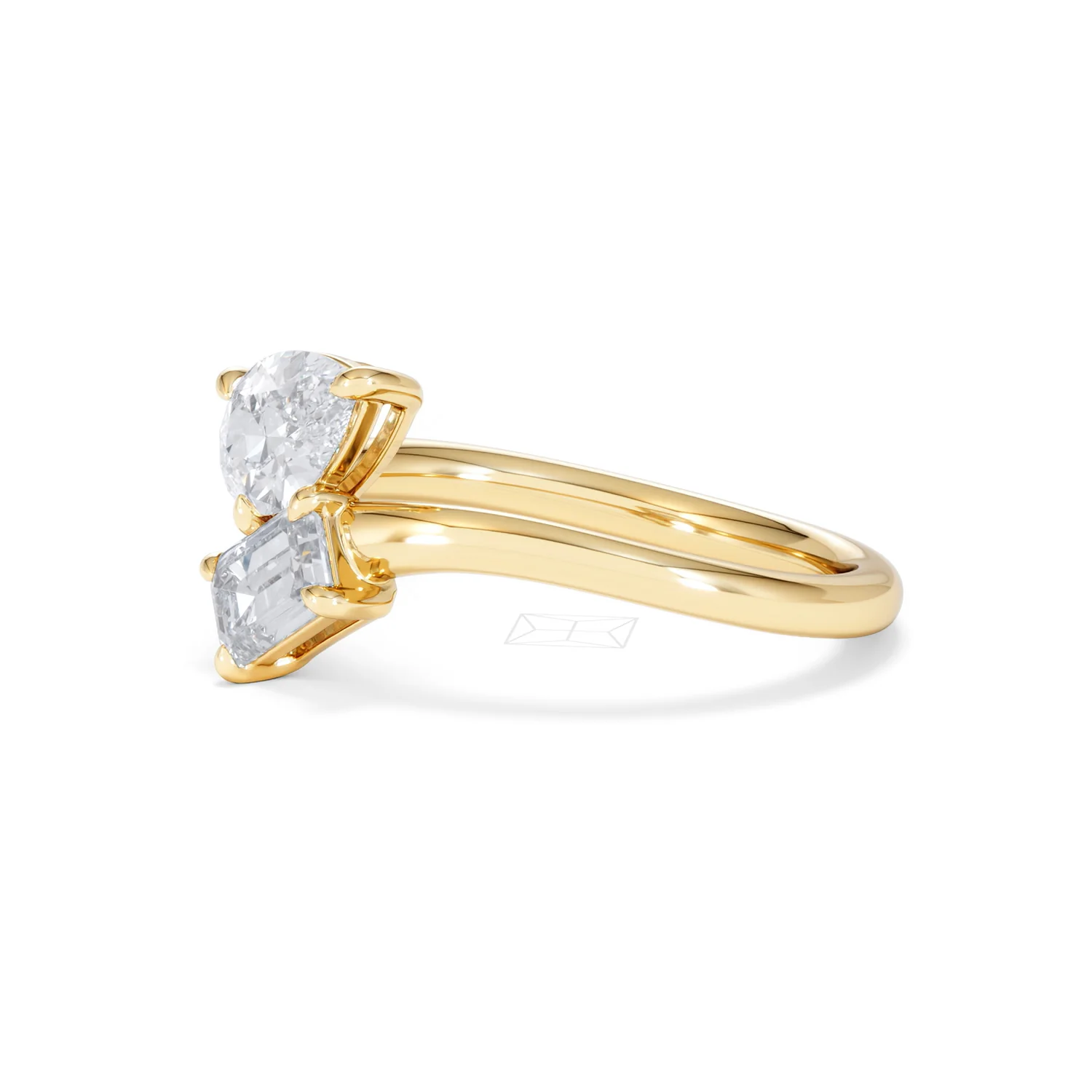 Toi et Moi Emerald and Pear Cut Lab Diamond Ring 1.00ct F/VS in 9K Gold - Image 77