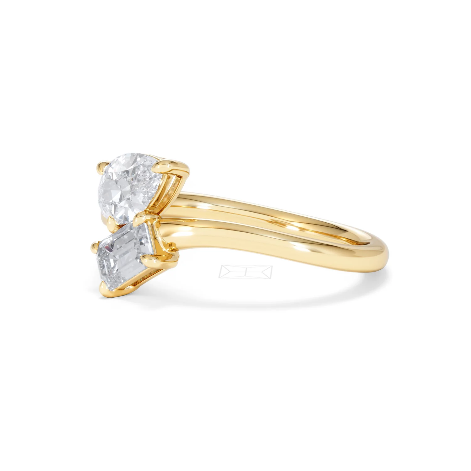 Toi et Moi Emerald and Pear Cut Lab Diamond Ring 1.00ct F/VS in 9K Gold - Image 78
