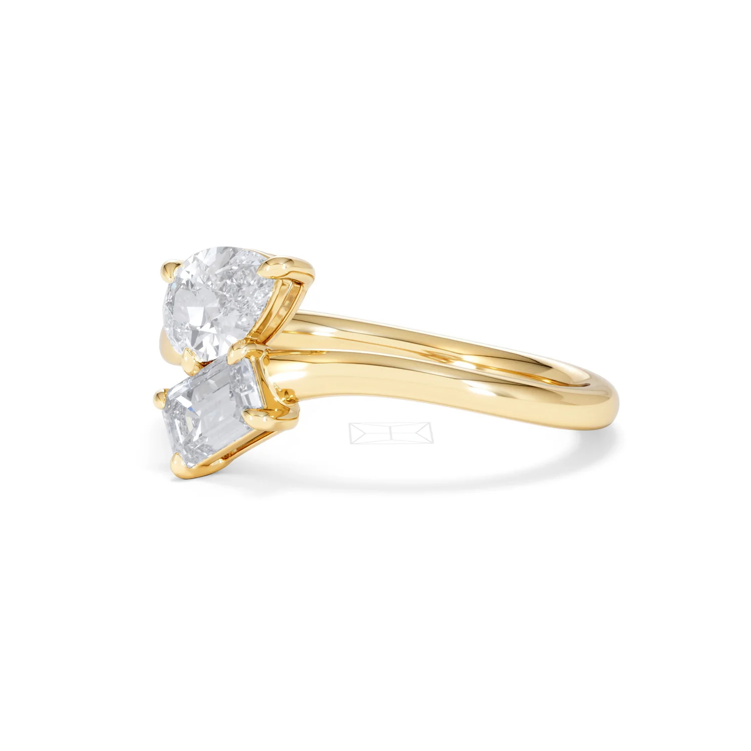 Toi et Moi Emerald and Pear Cut Lab Diamond Ring 1.00ct F/VS in 9K Gold - Image 79