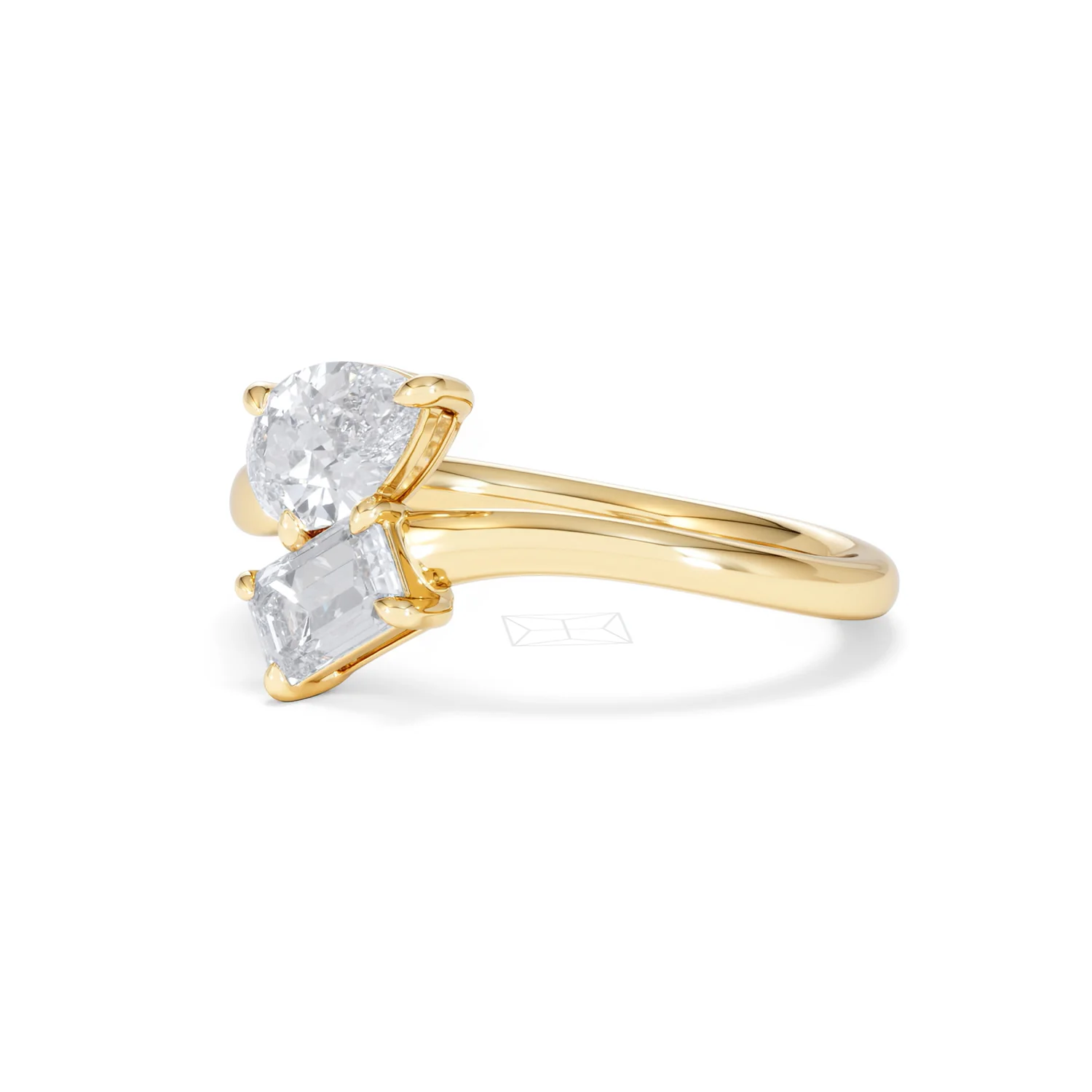Toi et Moi Emerald and Pear Cut Lab Diamond Ring 1.00ct F/VS in 9K Gold - Image 80