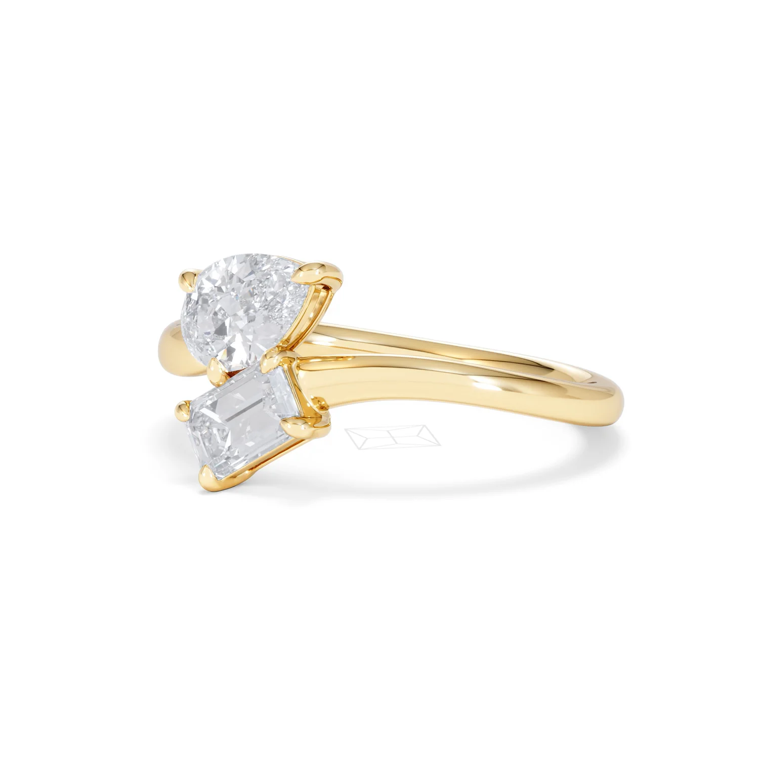 Toi et Moi Emerald and Pear Cut Lab Diamond Ring 1.00ct F/VS in 9K Gold - Image 81