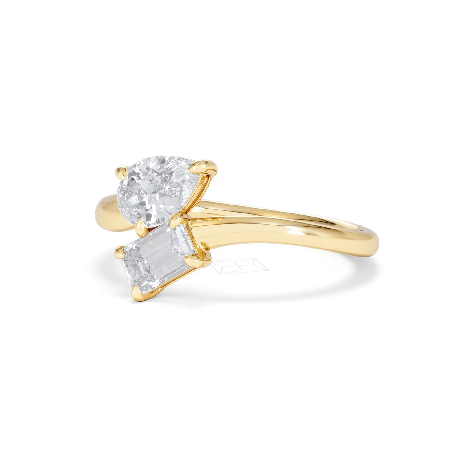 Toi et Moi Emerald and Pear Cut Lab Diamond Ring 1.00ct F/VS in 9K Gold - Image 82