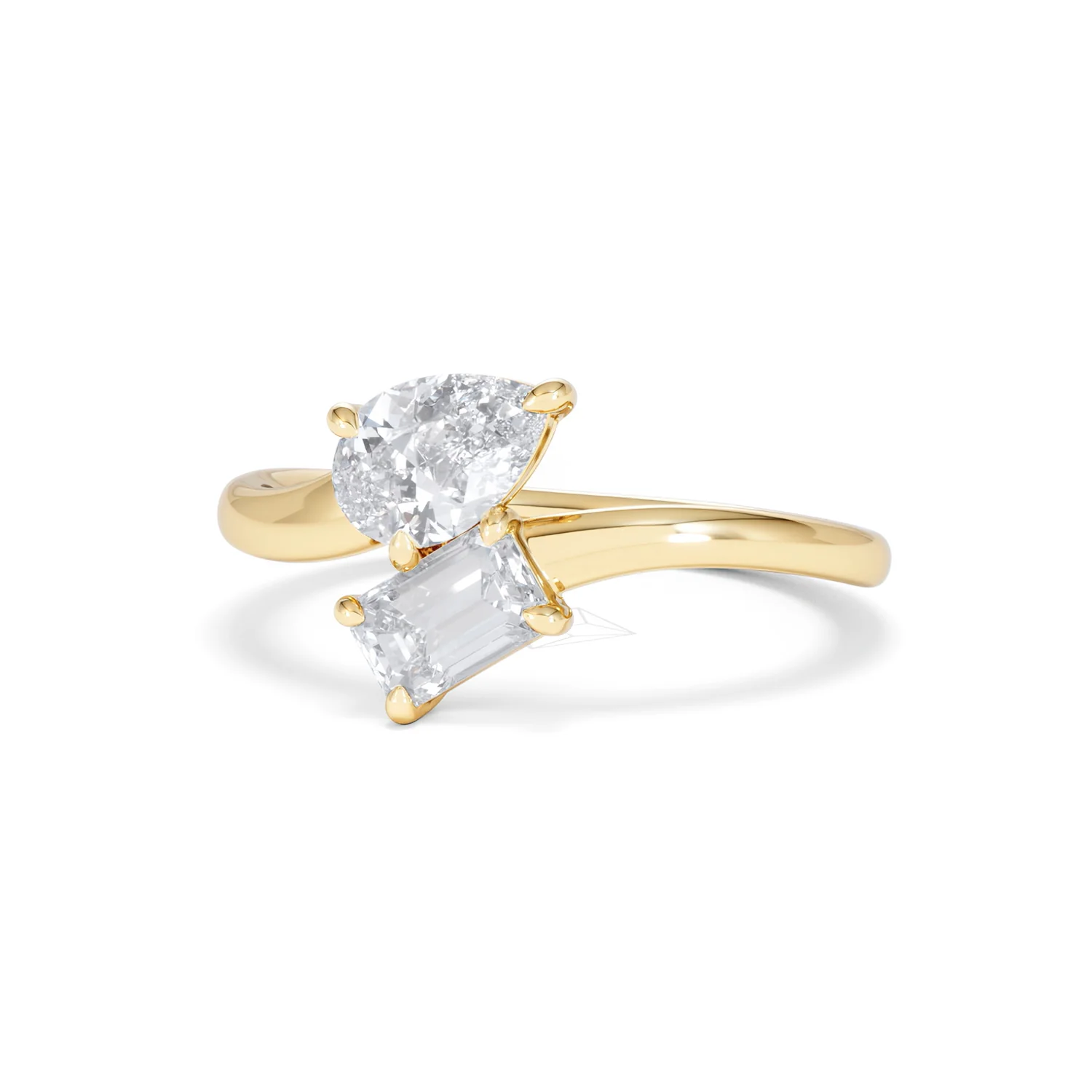 Toi et Moi Emerald and Pear Cut Lab Diamond Ring 1.00ct F/VS in 9K Gold - Image 85