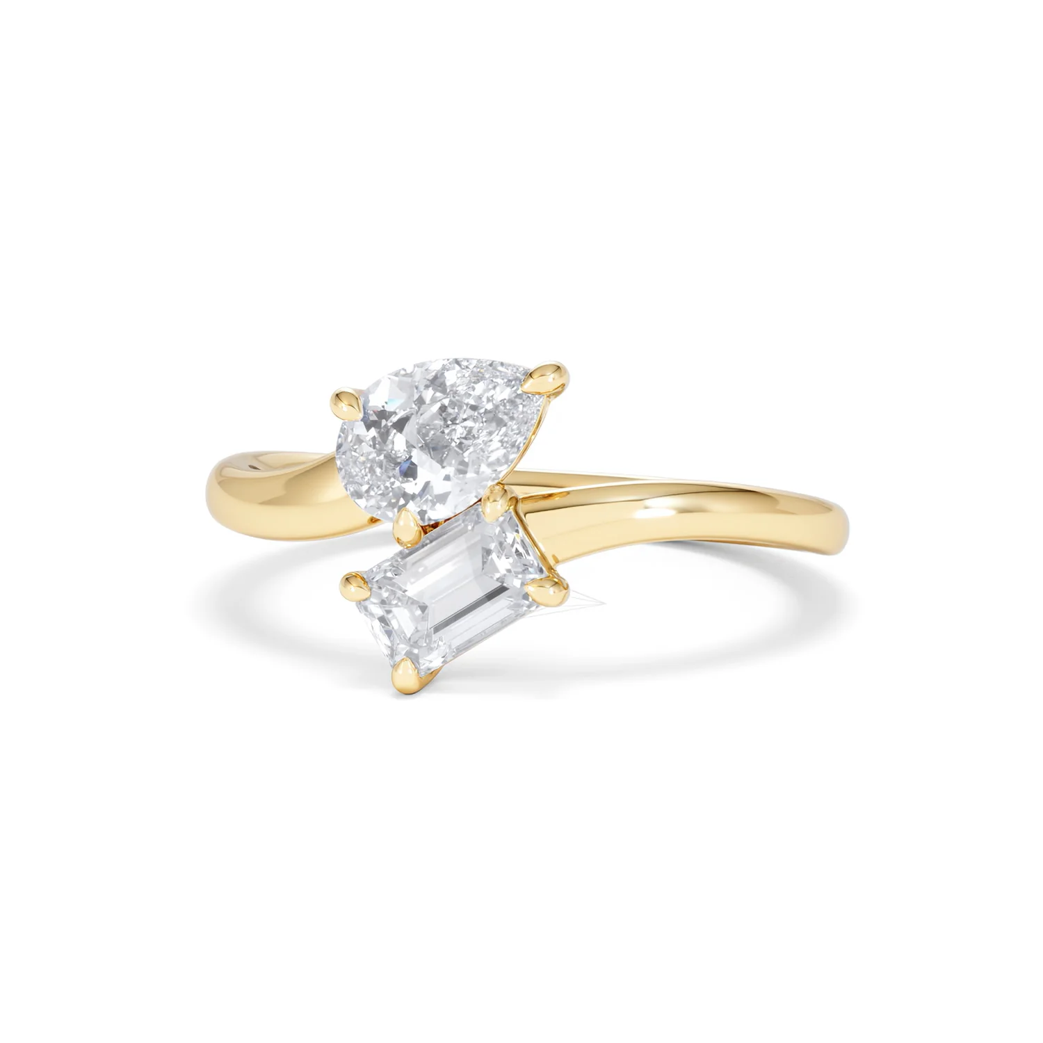 Toi et Moi Emerald and Pear Cut Lab Diamond Ring 1.00ct F/VS in 9K Gold - Image 86