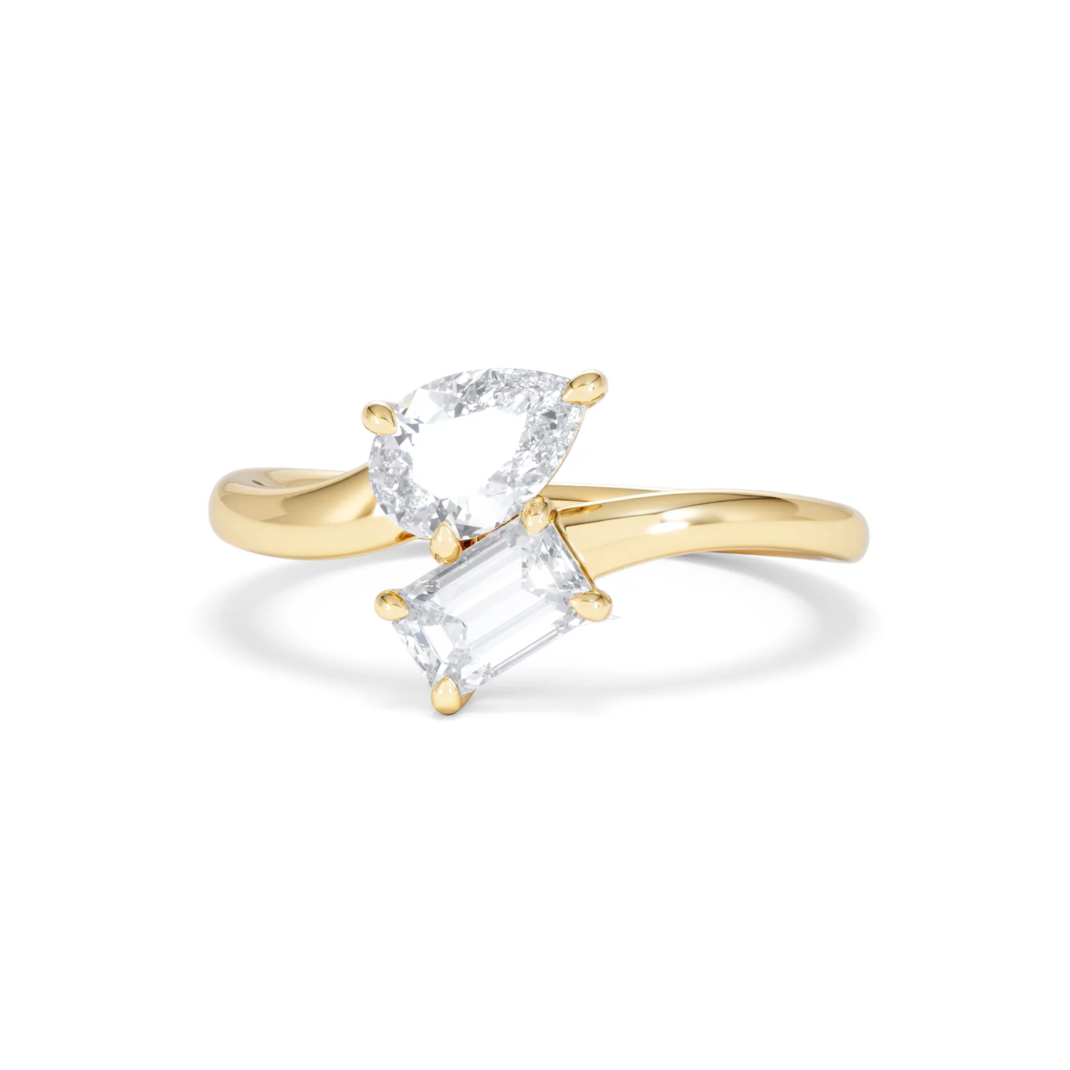Toi et Moi Emerald and Pear Cut Lab Diamond Ring 1.00ct F/VS in 9K Gold - Image 87