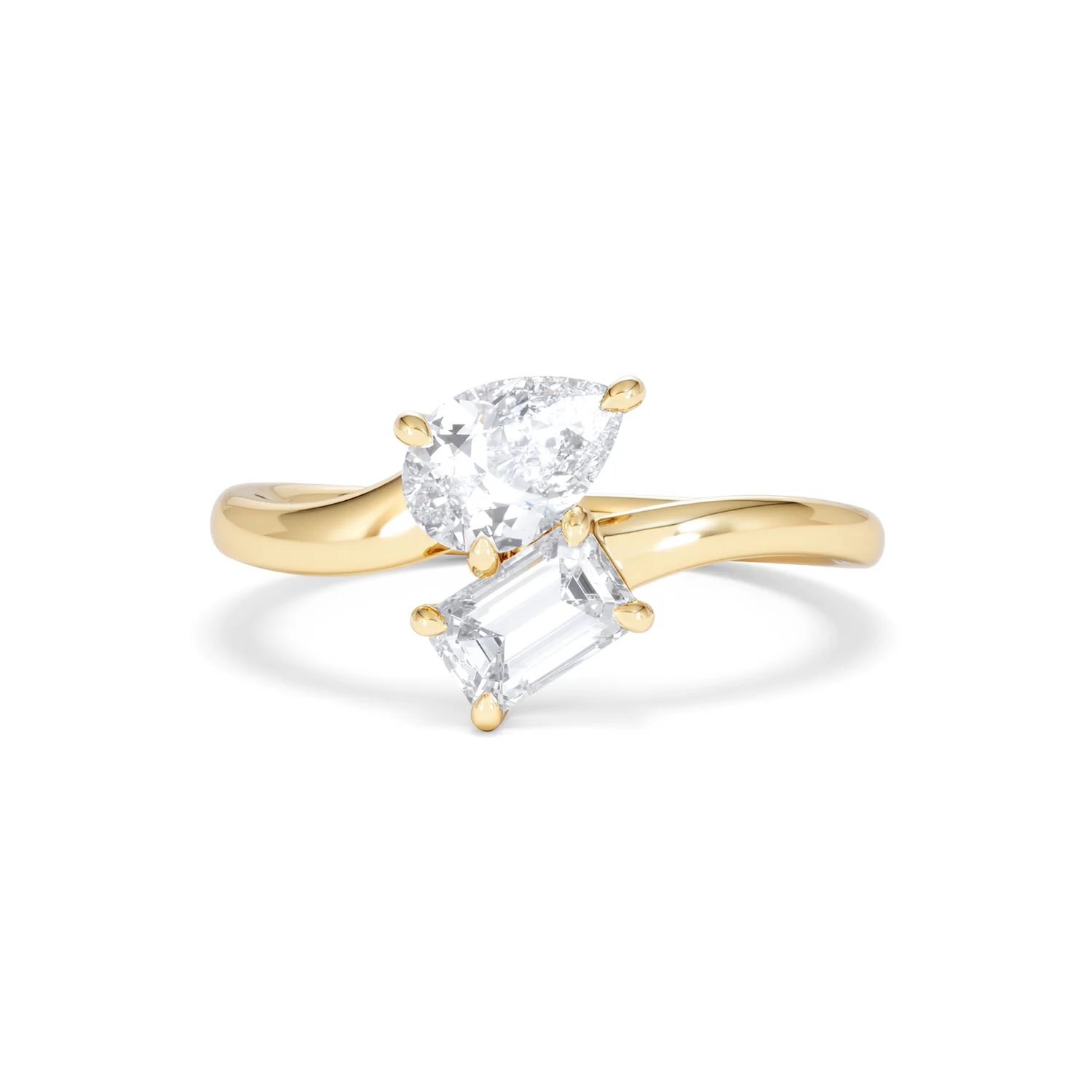 Toi et Moi Emerald and Pear Cut Lab Diamond Ring 1.00ct F/VS in 9K Gold - Image 88