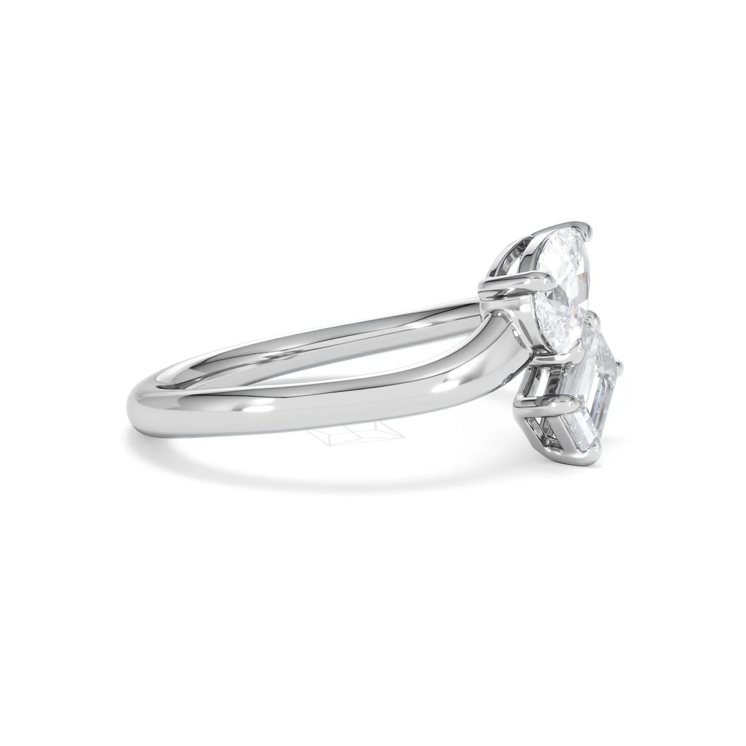 Toi et Moi Emerald and Pear Cut Lab Diamond Ring 1.00ct F/VS in 9K White Gold - Image 25