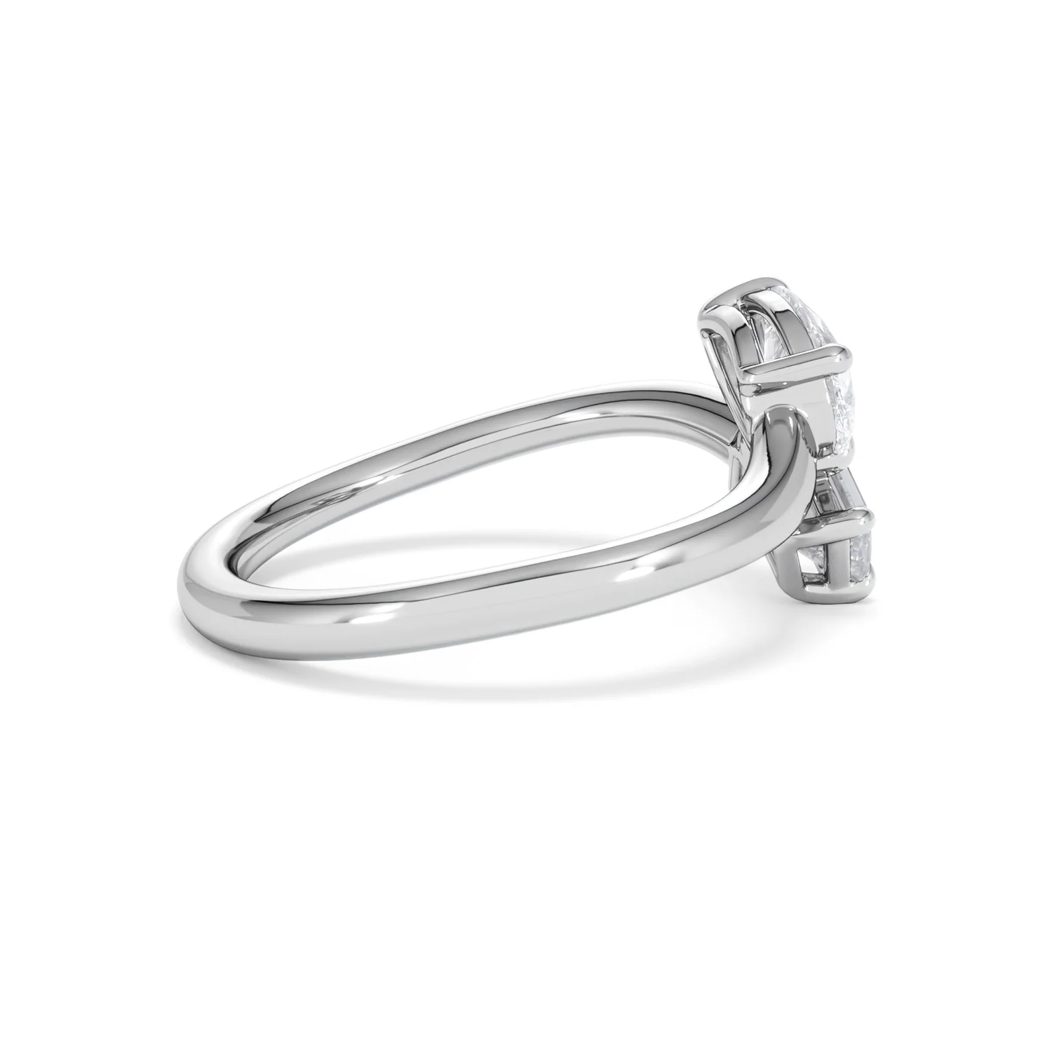 Toi et Moi Emerald and Pear Cut Lab Diamond Ring 1.00ct F/VS in 9K White Gold - Image 33