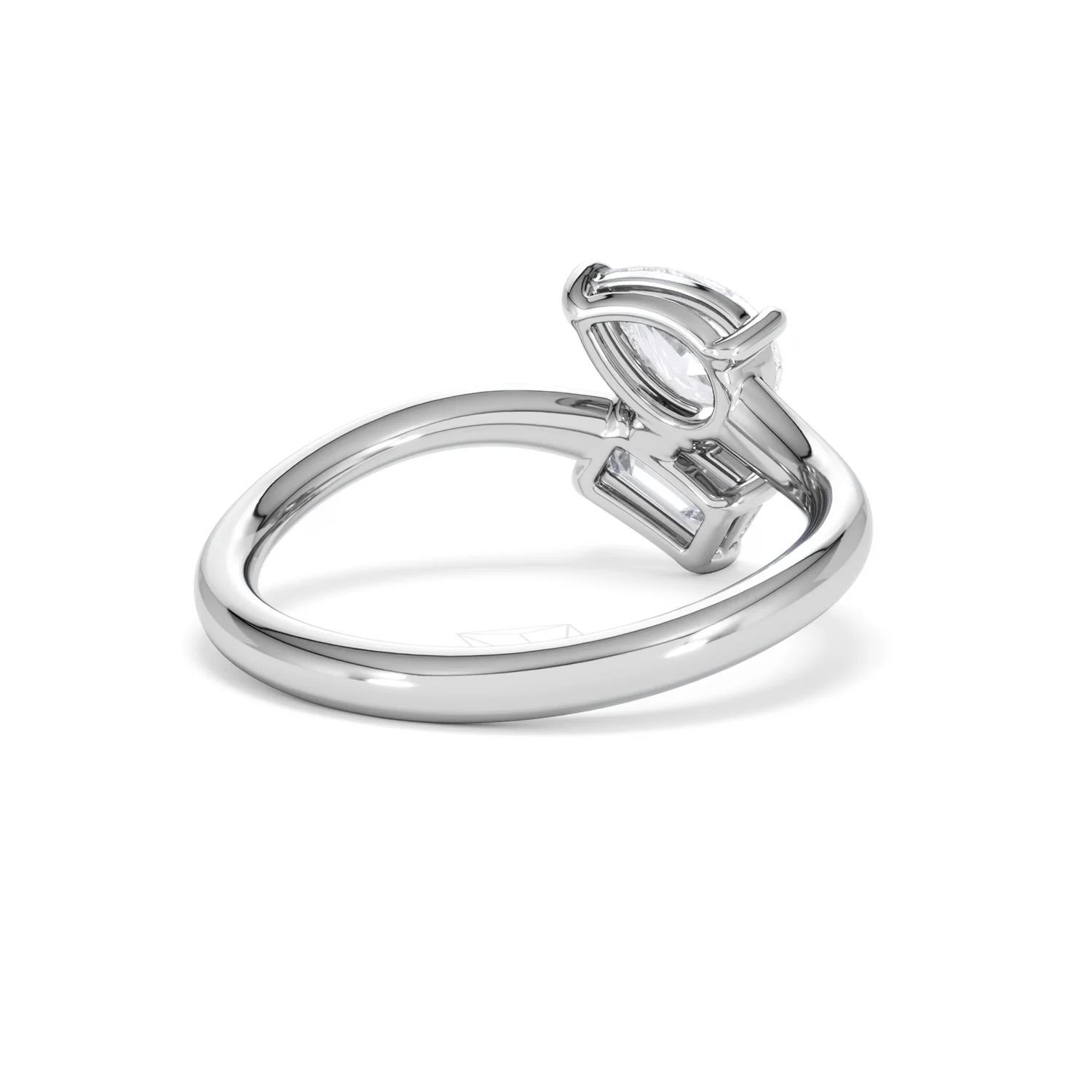 Toi et Moi Emerald and Pear Cut Lab Diamond Ring 1.00ct F/VS in 9K White Gold - Image 44