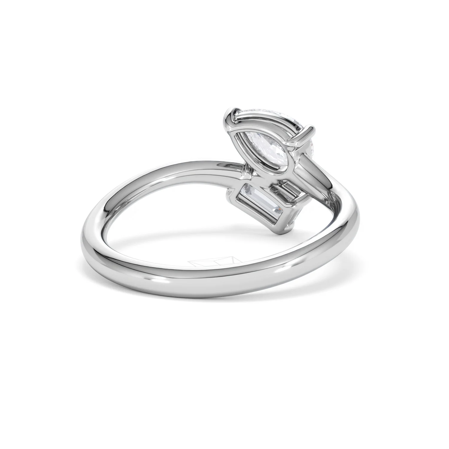 Toi et Moi Emerald and Pear Cut Lab Diamond Ring 1.00ct F/VS in 9K White Gold - Image 45