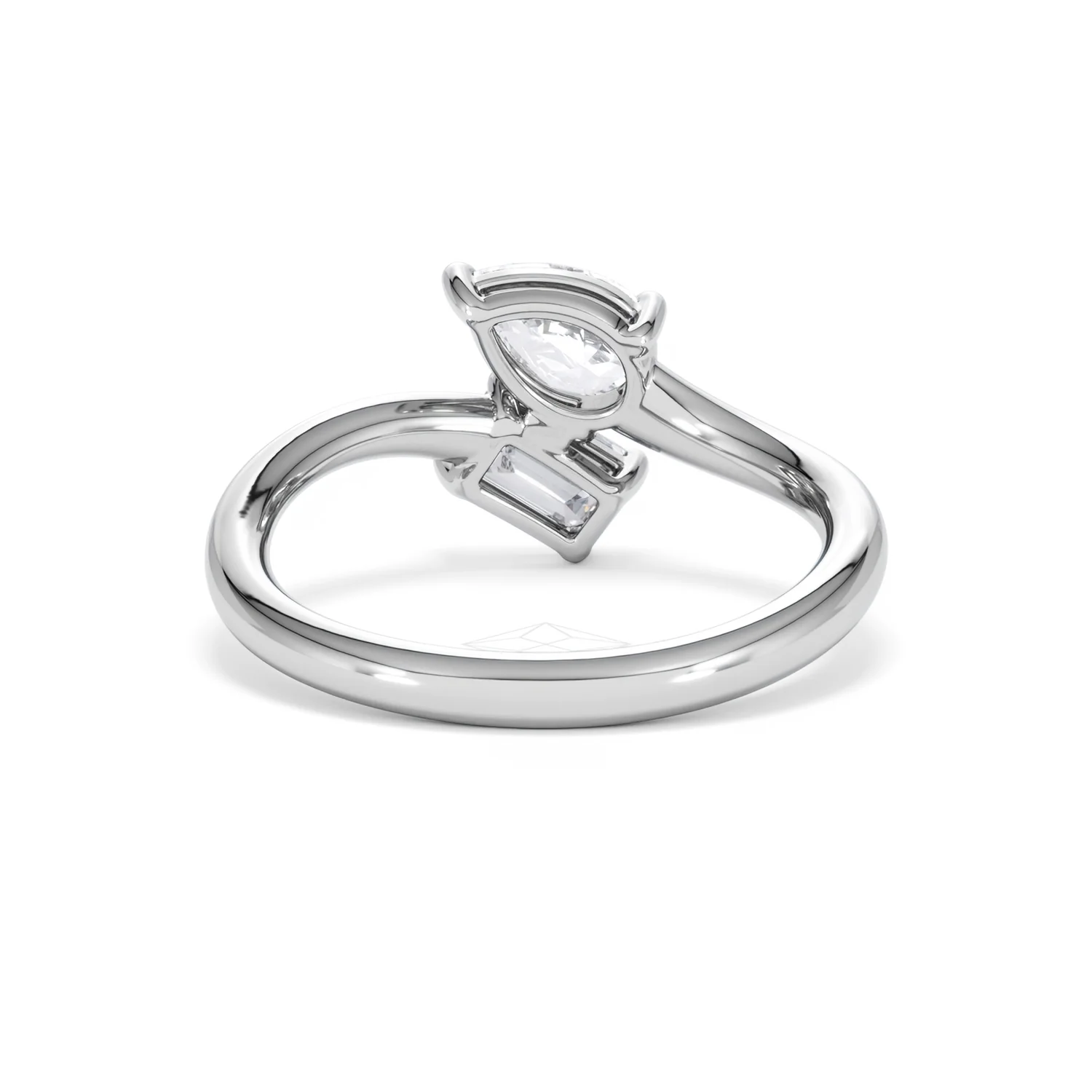 Toi et Moi Emerald and Pear Cut Lab Diamond Ring 1.00ct F/VS in 9K White Gold - Image 50