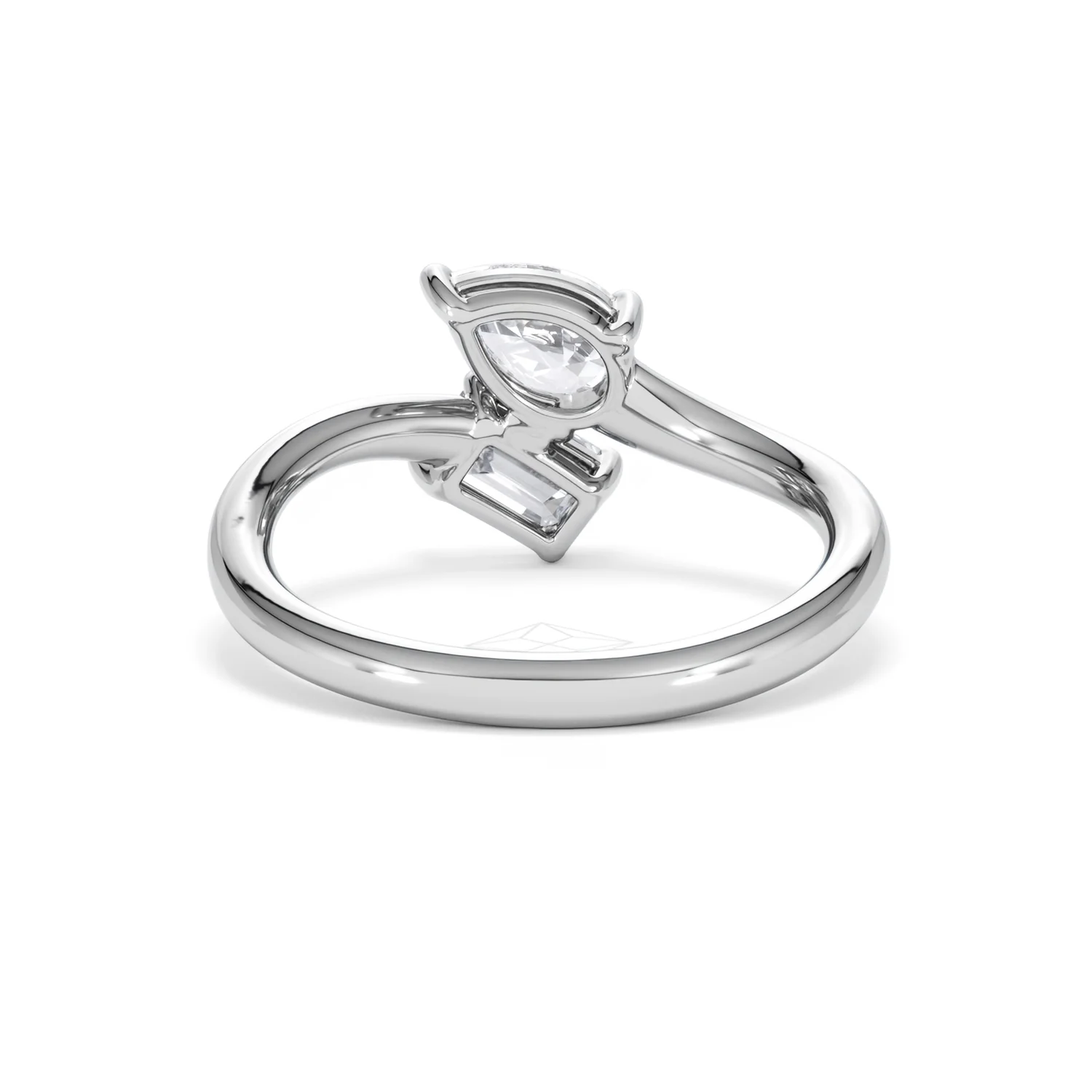 Toi et Moi Emerald and Pear Cut Lab Diamond Ring 1.00ct F/VS in 9K White Gold - Image 51