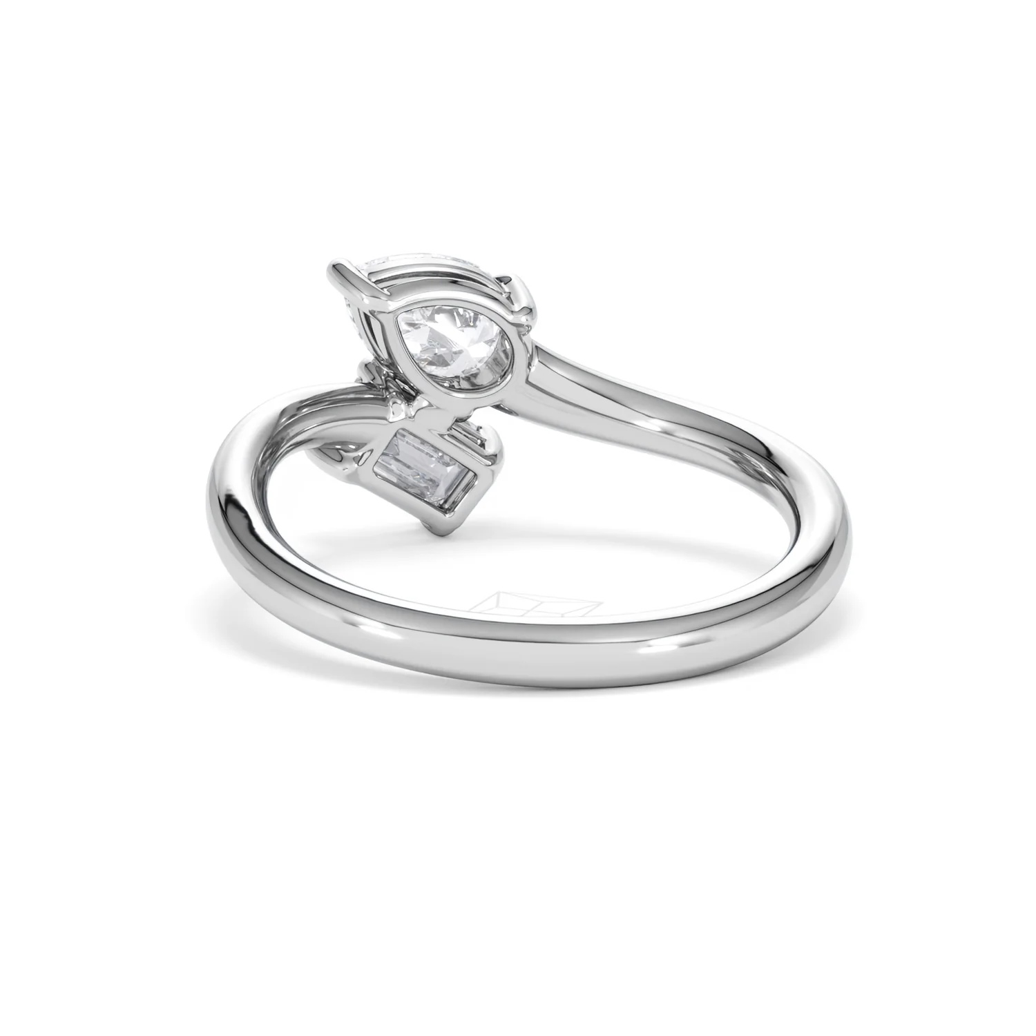 Toi et Moi Emerald and Pear Cut Lab Diamond Ring 1.00ct F/VS in 9K White Gold - Image 55
