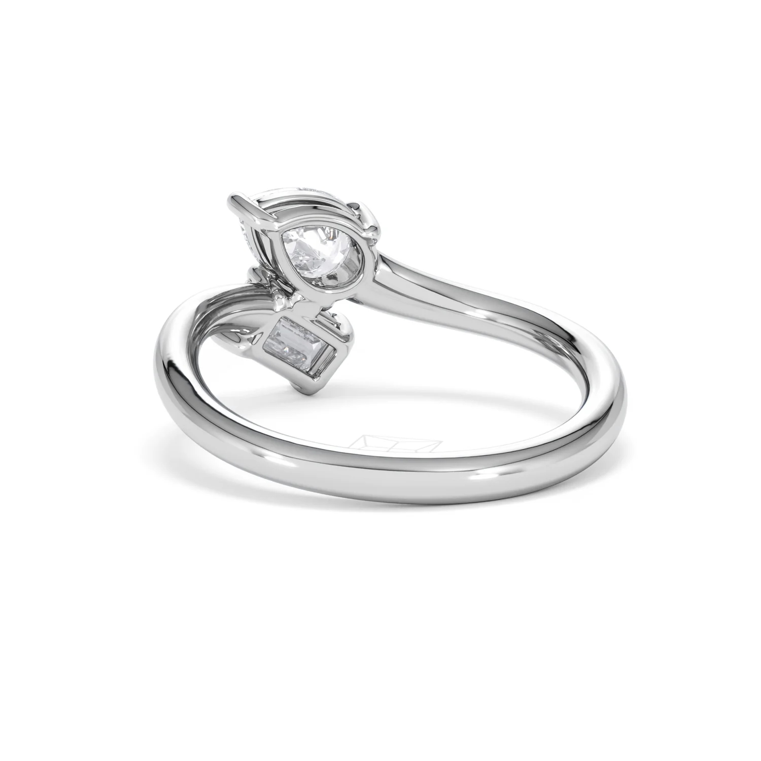 Toi et Moi Emerald and Pear Cut Lab Diamond Ring 1.00ct F/VS in 9K White Gold - Image 56