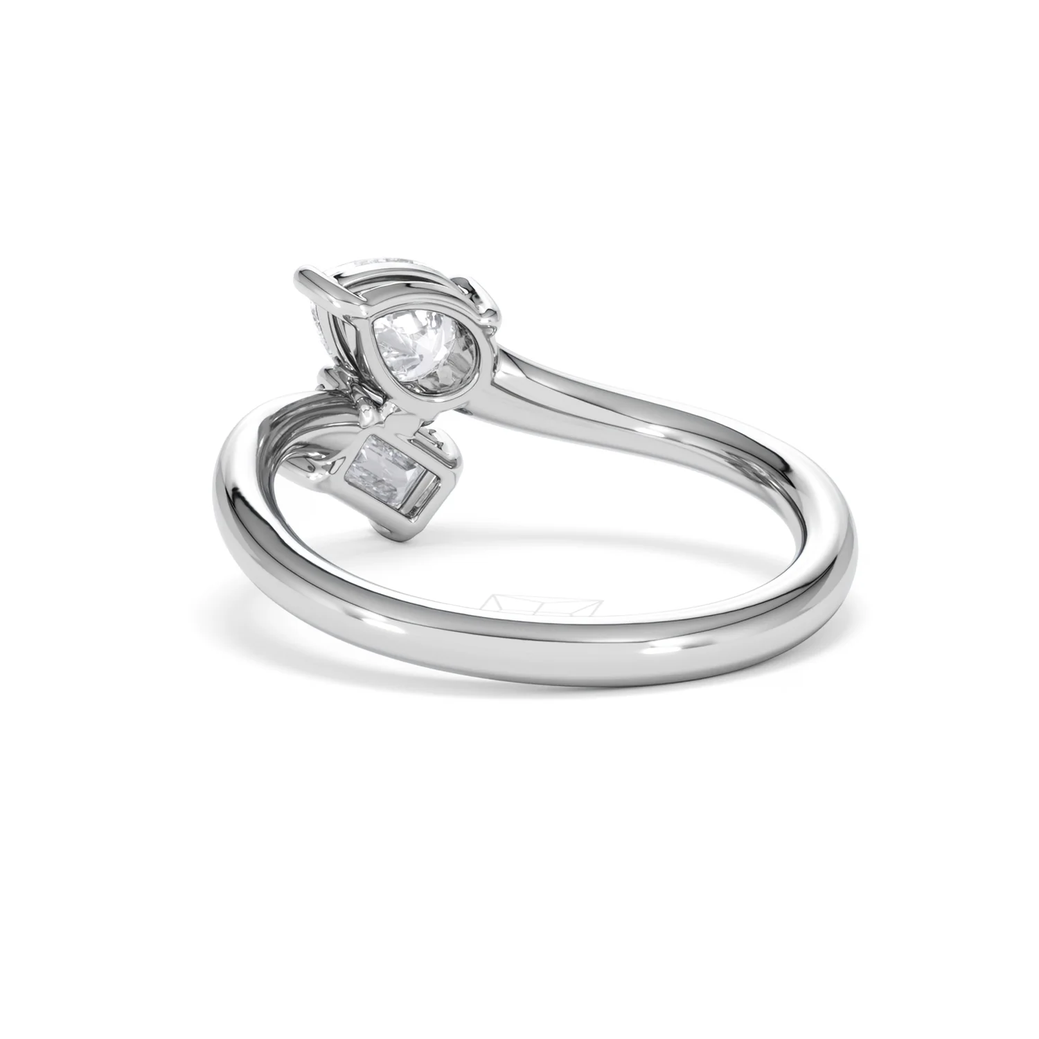 Toi et Moi Emerald and Pear Cut Lab Diamond Ring 1.00ct F/VS in 9K White Gold - Image 57
