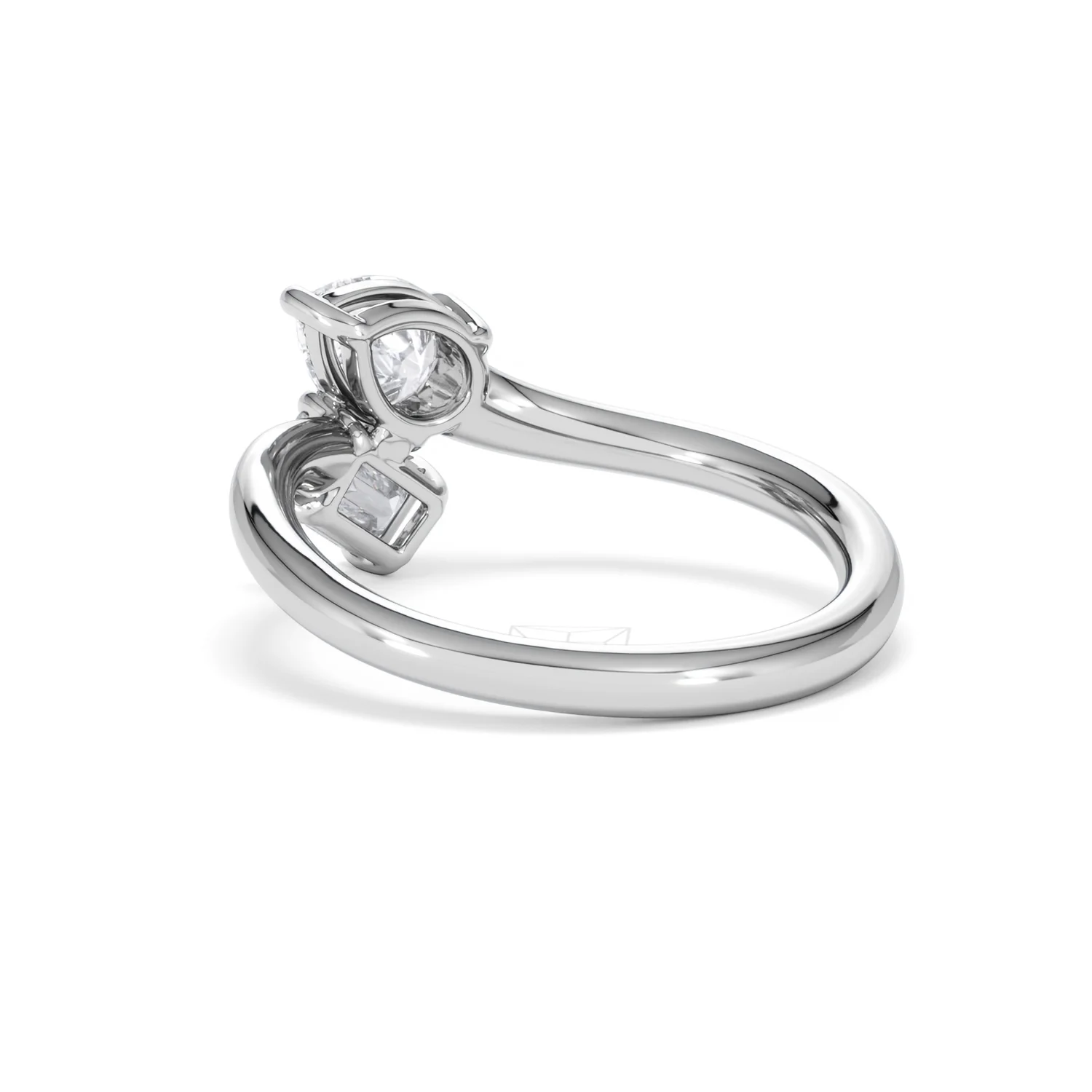 Toi et Moi Emerald and Pear Cut Lab Diamond Ring 1.00ct F/VS in 9K White Gold - Image 59
