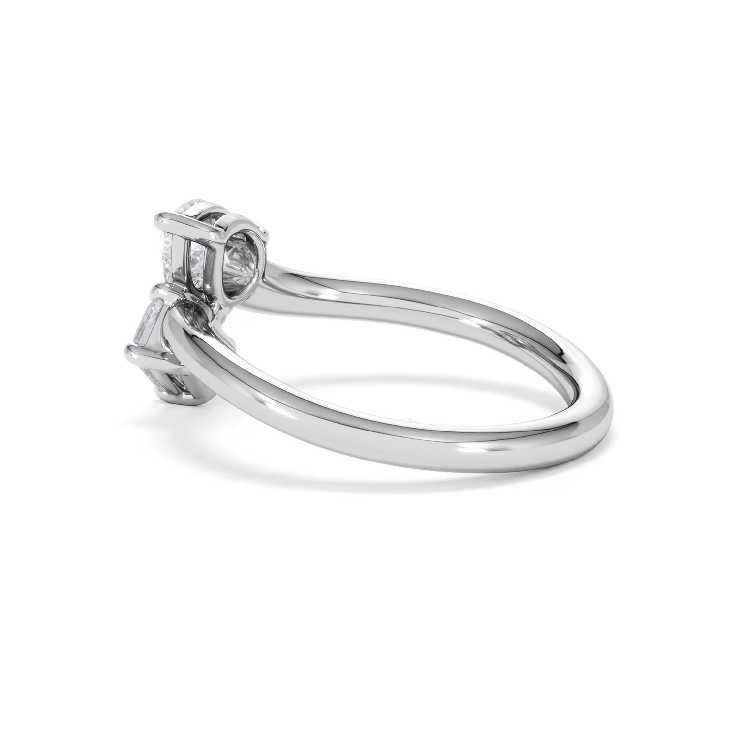 Toi et Moi Emerald and Pear Cut Lab Diamond Ring 1.00ct F/VS in 9K White Gold - Image 65