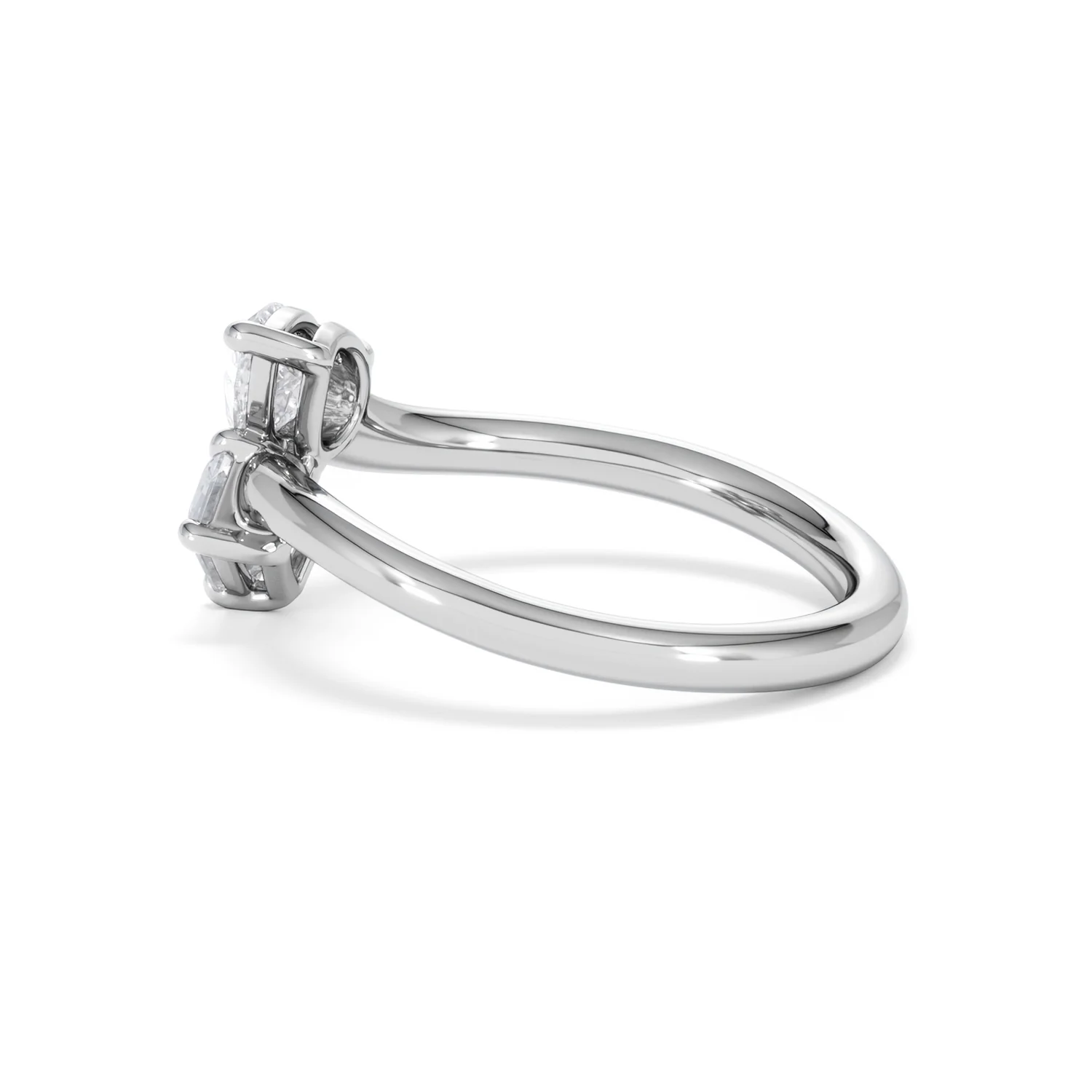 Toi et Moi Emerald and Pear Cut Lab Diamond Ring 1.00ct F/VS in 9K White Gold - Image 67