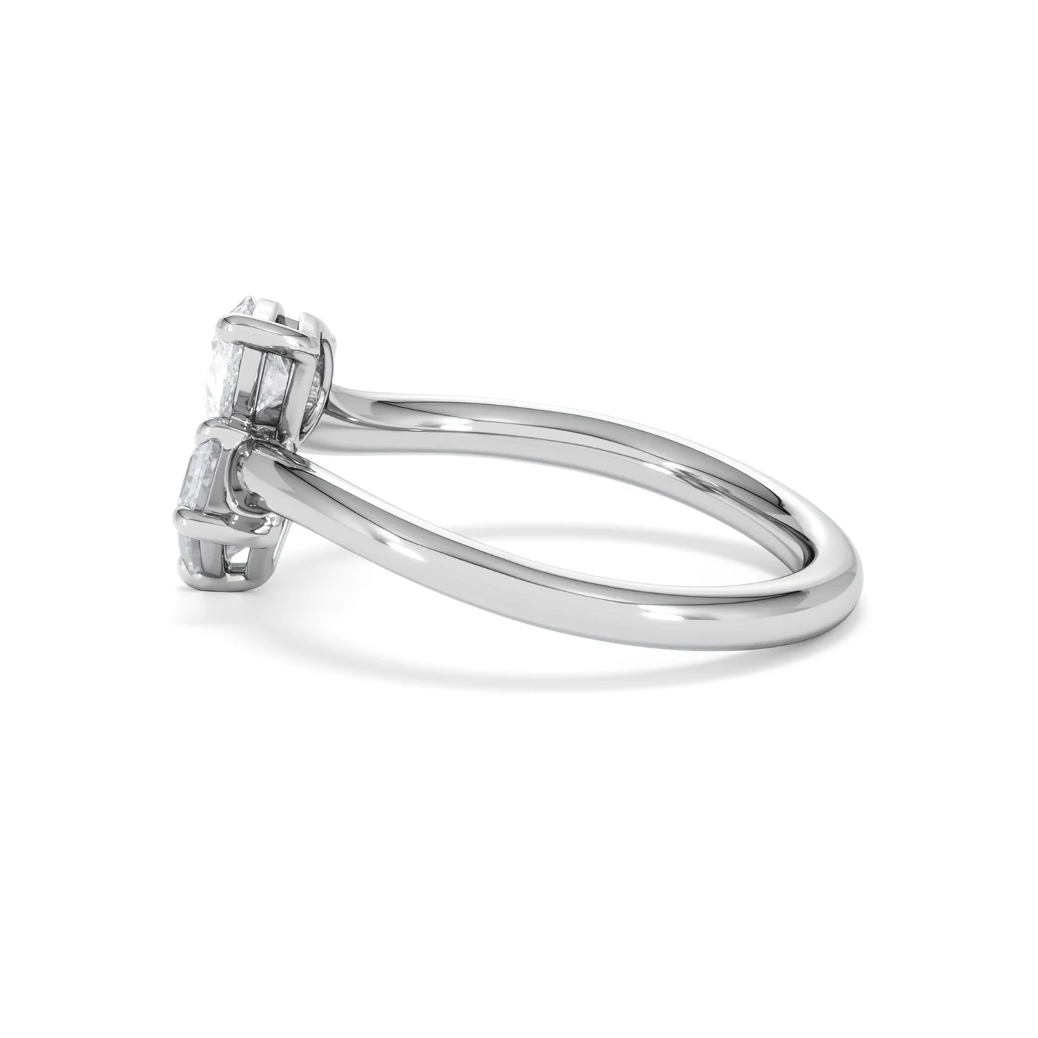Toi et Moi Emerald and Pear Cut Lab Diamond Ring 1.00ct F/VS in 9K White Gold - Image 69
