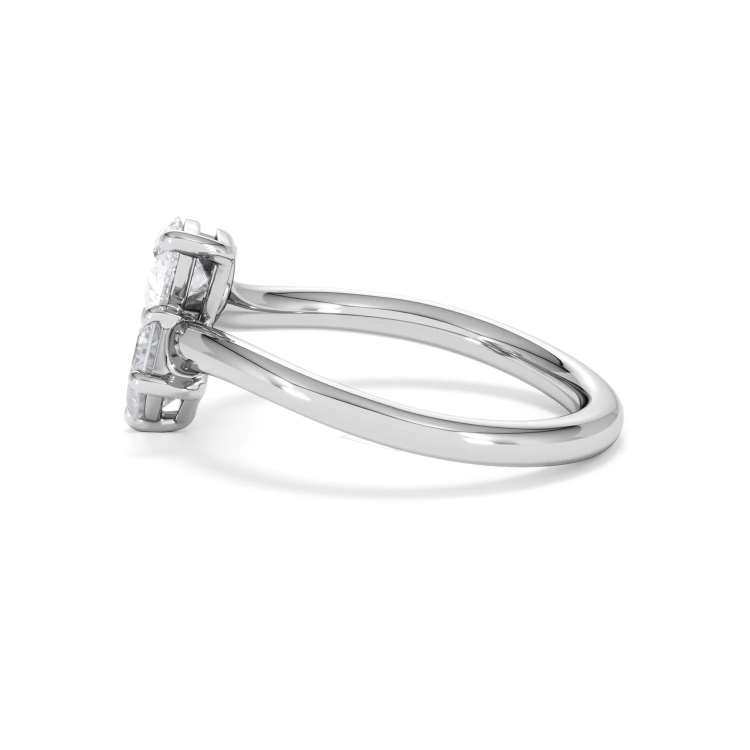 Toi et Moi Emerald and Pear Cut Lab Diamond Ring 1.00ct F/VS in 9K White Gold - Image 70