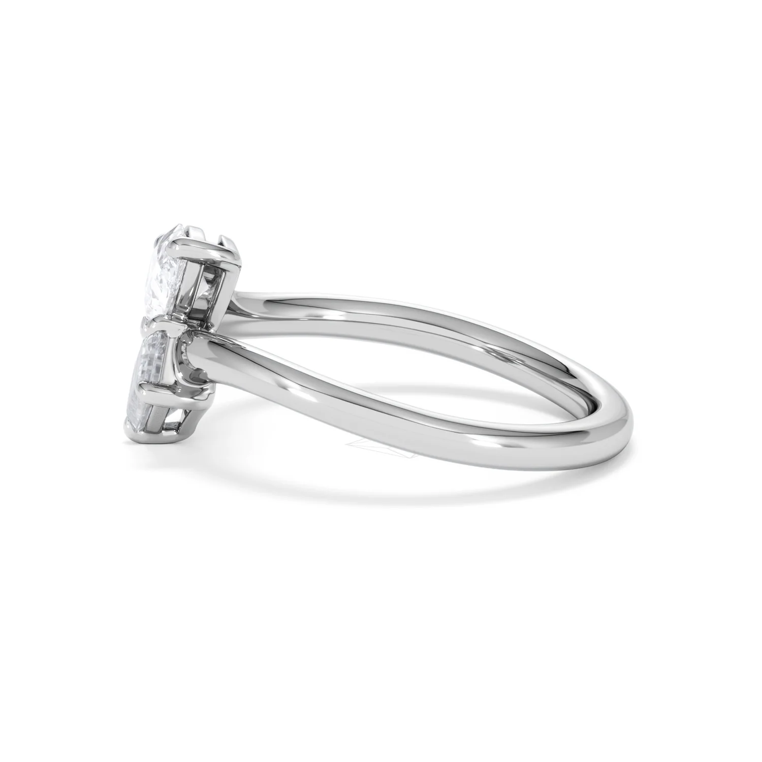 Toi et Moi Emerald and Pear Cut Lab Diamond Ring 1.00ct F/VS in 9K White Gold - Image 71