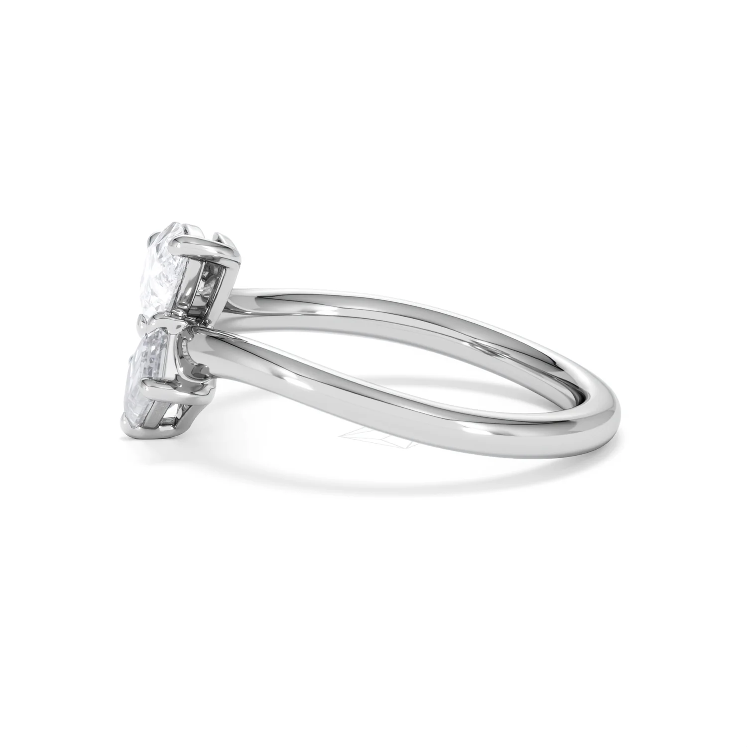 Toi et Moi Emerald and Pear Cut Lab Diamond Ring 1.00ct F/VS in 9K White Gold - Image 72