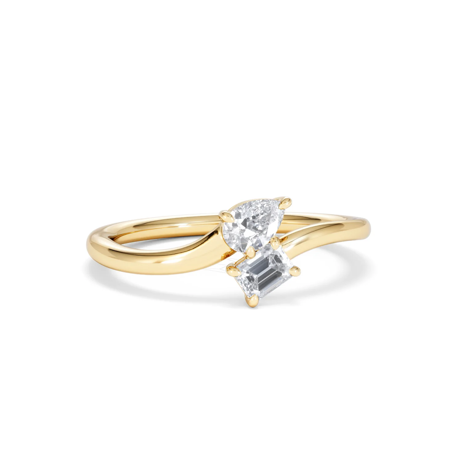 Toi et Moi Emerald and Pear Cut Lab Diamond Ring 30ct F/VS in 18K Gold Vermeil - Image 12