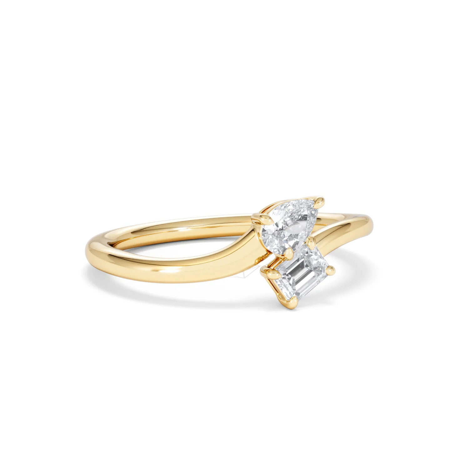 Toi et Moi Emerald and Pear Cut Lab Diamond Ring 30ct F/VS in 18K Gold Vermeil - Image 15