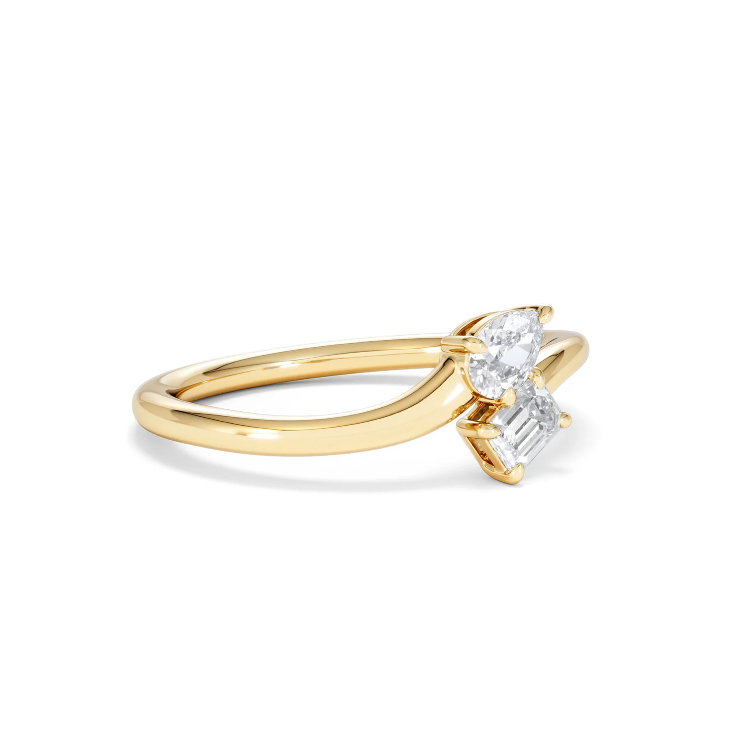 Toi et Moi Emerald and Pear Cut Lab Diamond Ring 30ct F/VS in 18K Gold Vermeil - Image 18