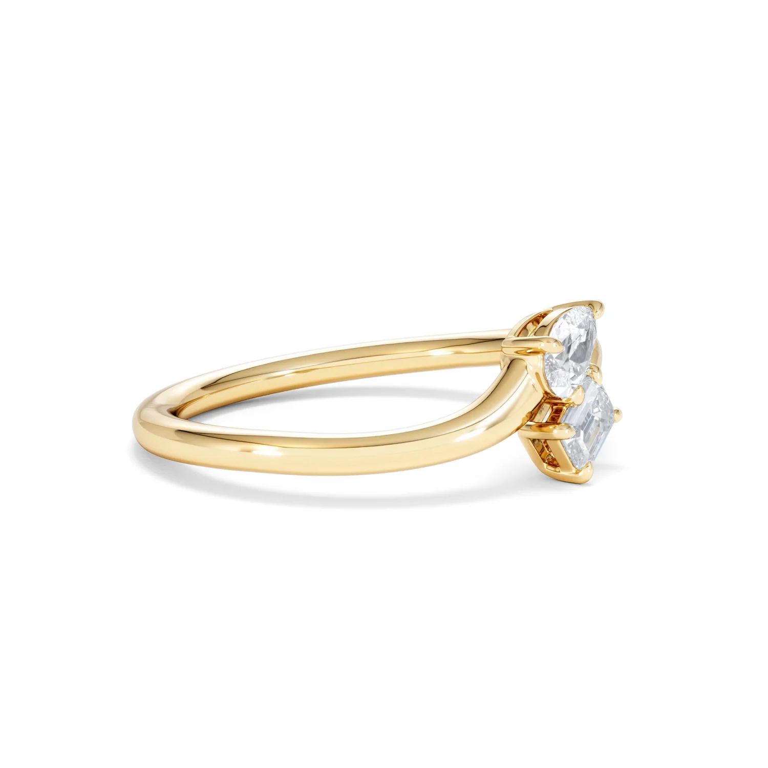 Toi et Moi Emerald and Pear Cut Lab Diamond Ring 30ct F/VS in 18K Gold Vermeil - Image 22