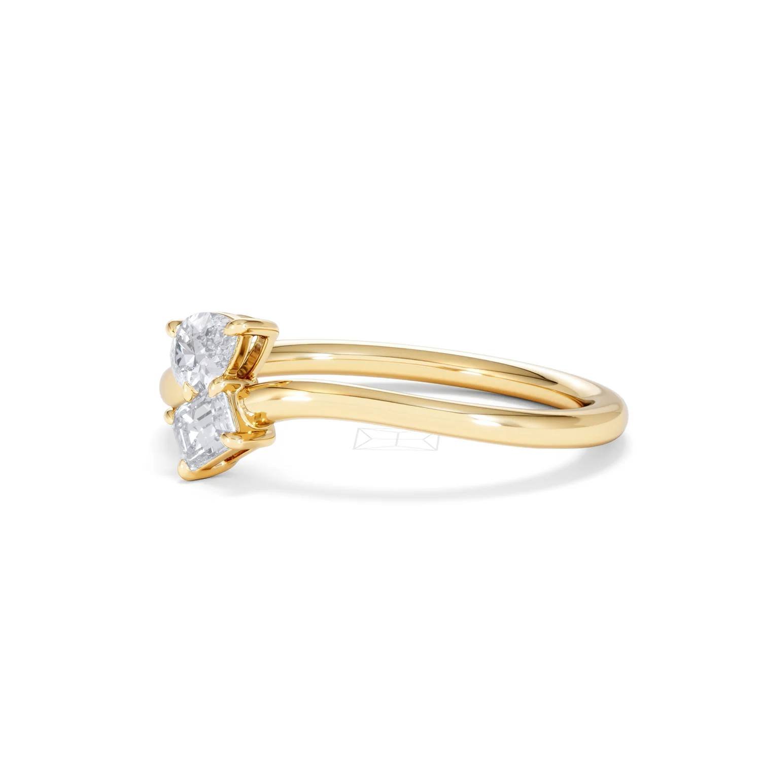 Toi et Moi Emerald and Pear Cut Lab Diamond Ring 30ct F/VS in 18K Gold Vermeil - Image 78