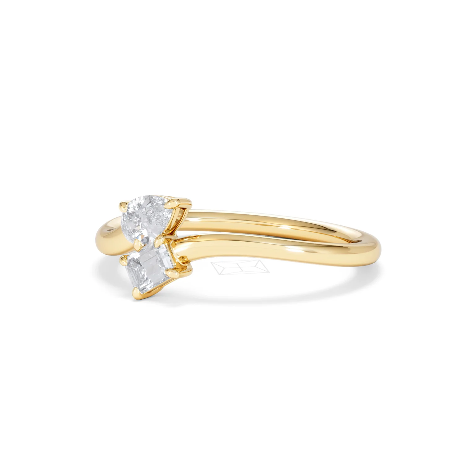 Toi et Moi Emerald and Pear Cut Lab Diamond Ring 30ct F/VS in 18K Gold Vermeil - Image 81