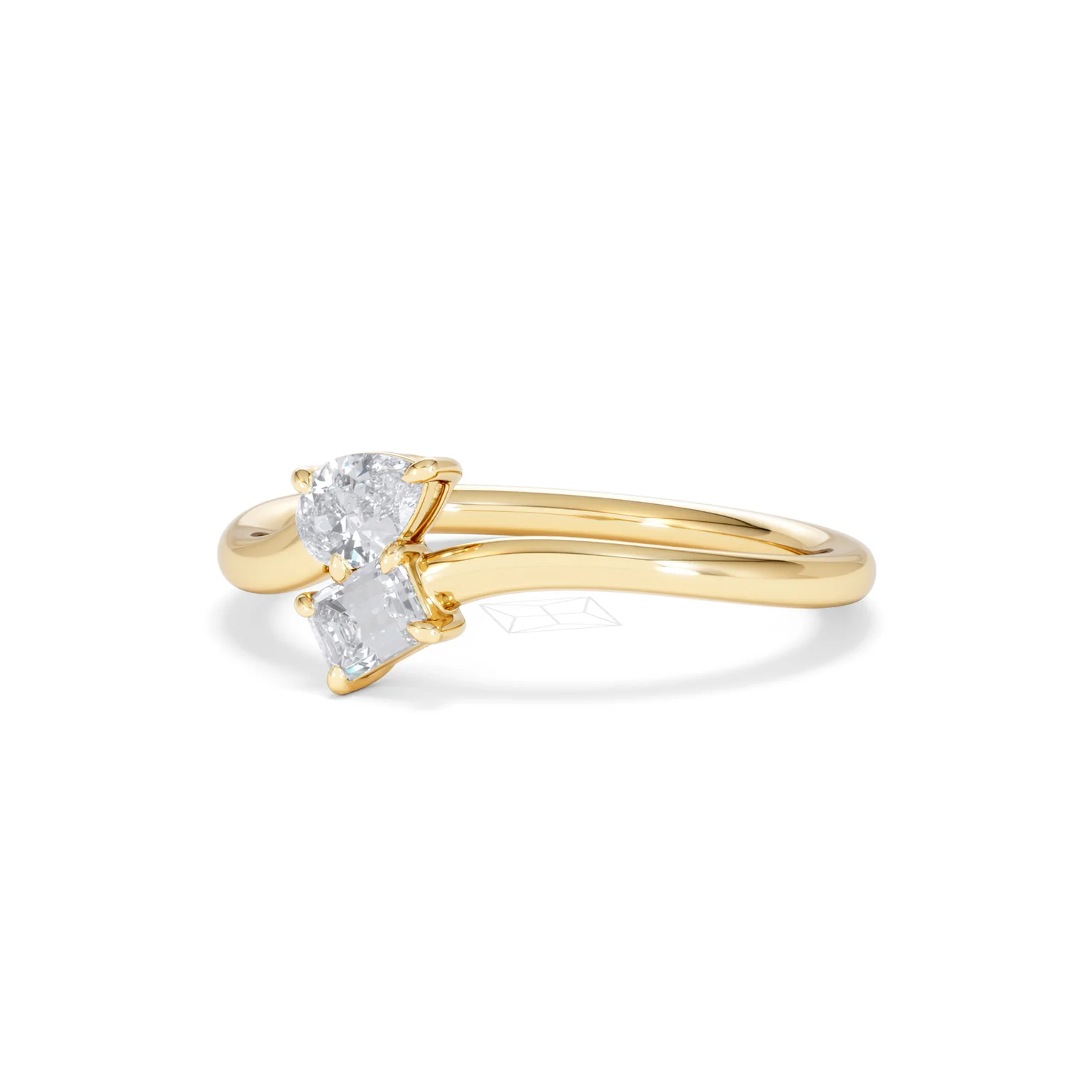 Toi et Moi Emerald and Pear Cut Lab Diamond Ring 30ct F/VS in 18K Gold Vermeil - Image 82