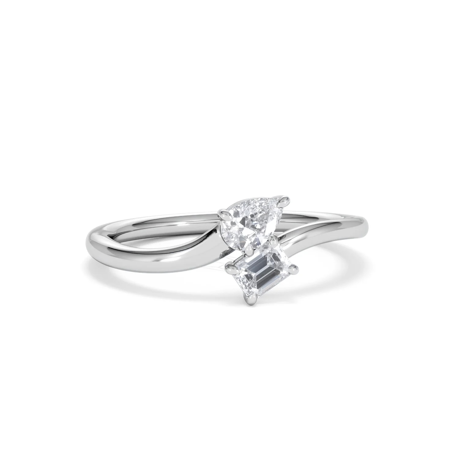 Toi et Moi Emerald and Pear Cut Lab Diamond Ring 30ct F/VS in 925 Silver - Image 13