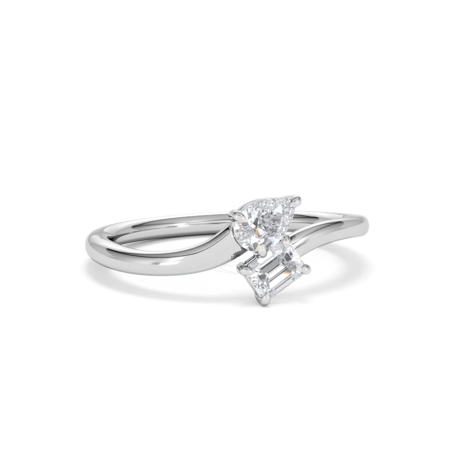 Toi et Moi Emerald and Pear Cut Lab Diamond Ring 30ct F/VS in 925 Silver - Image 14