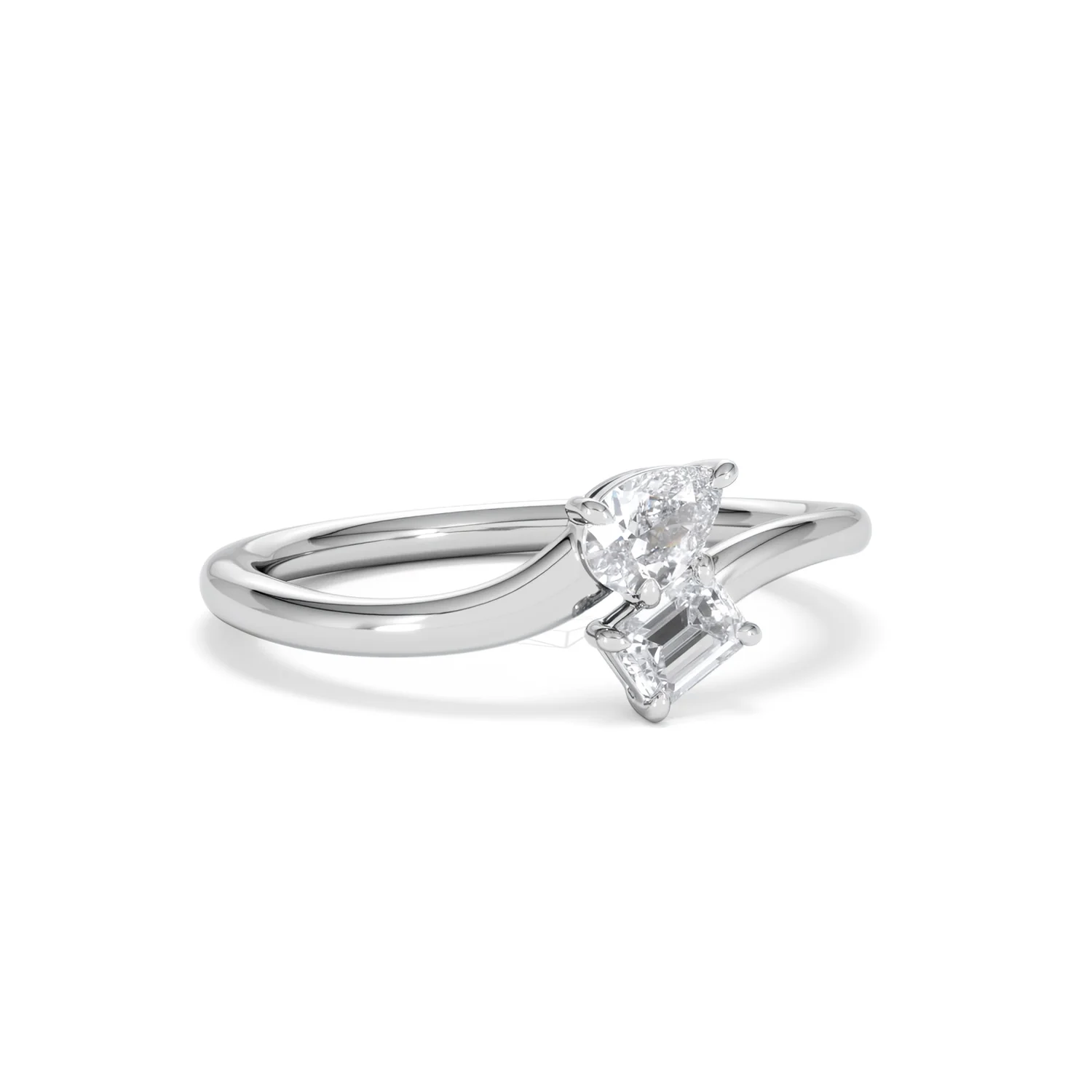 Toi et Moi Emerald and Pear Cut Lab Diamond Ring 30ct F/VS in 925 Silver - Image 15