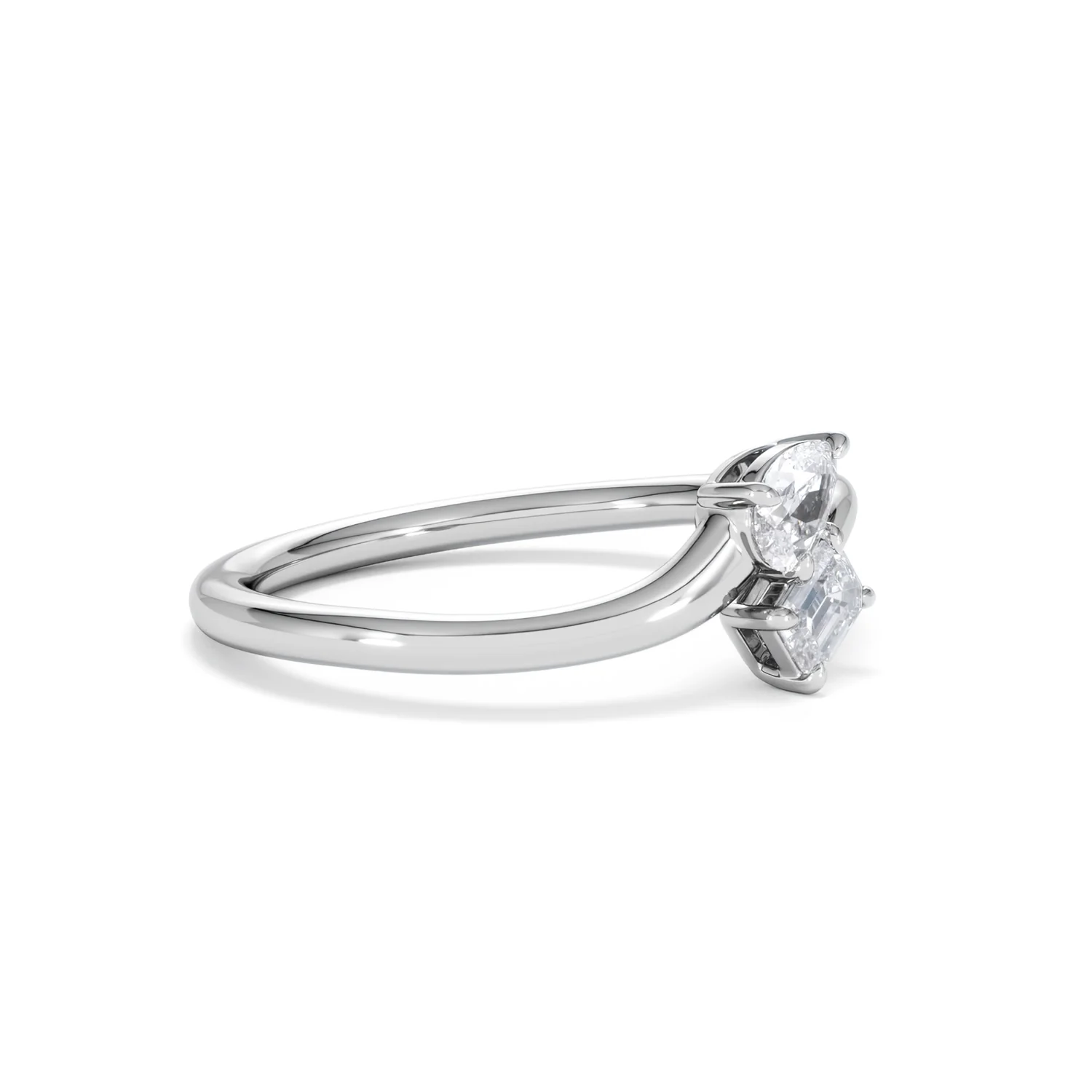 Toi et Moi Emerald and Pear Cut Lab Diamond Ring 30ct F/VS in 925 Silver - Image 22