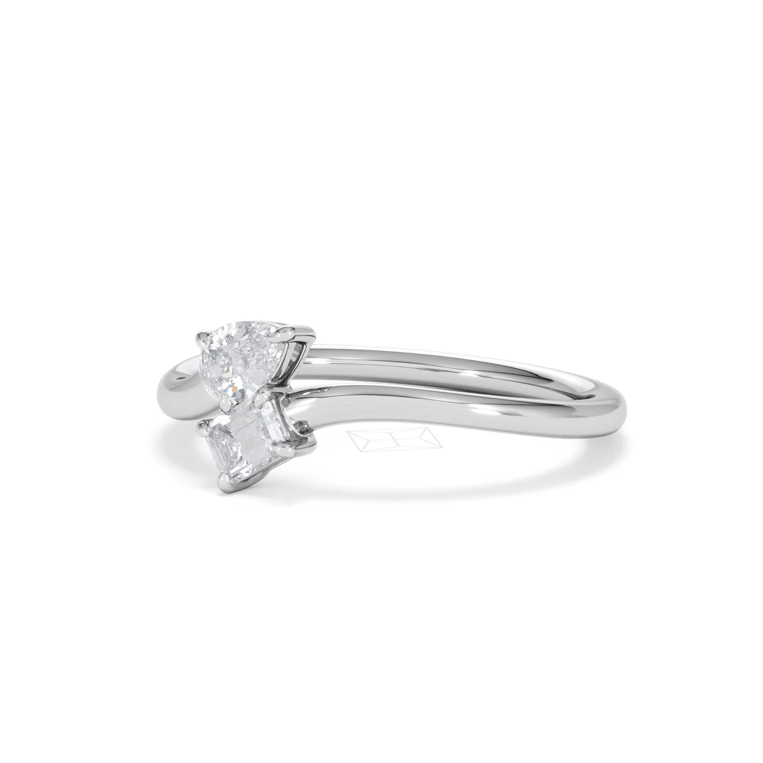 Toi et Moi Emerald and Pear Cut Lab Diamond Ring 30ct F/VS in 925 Silver - Image 82