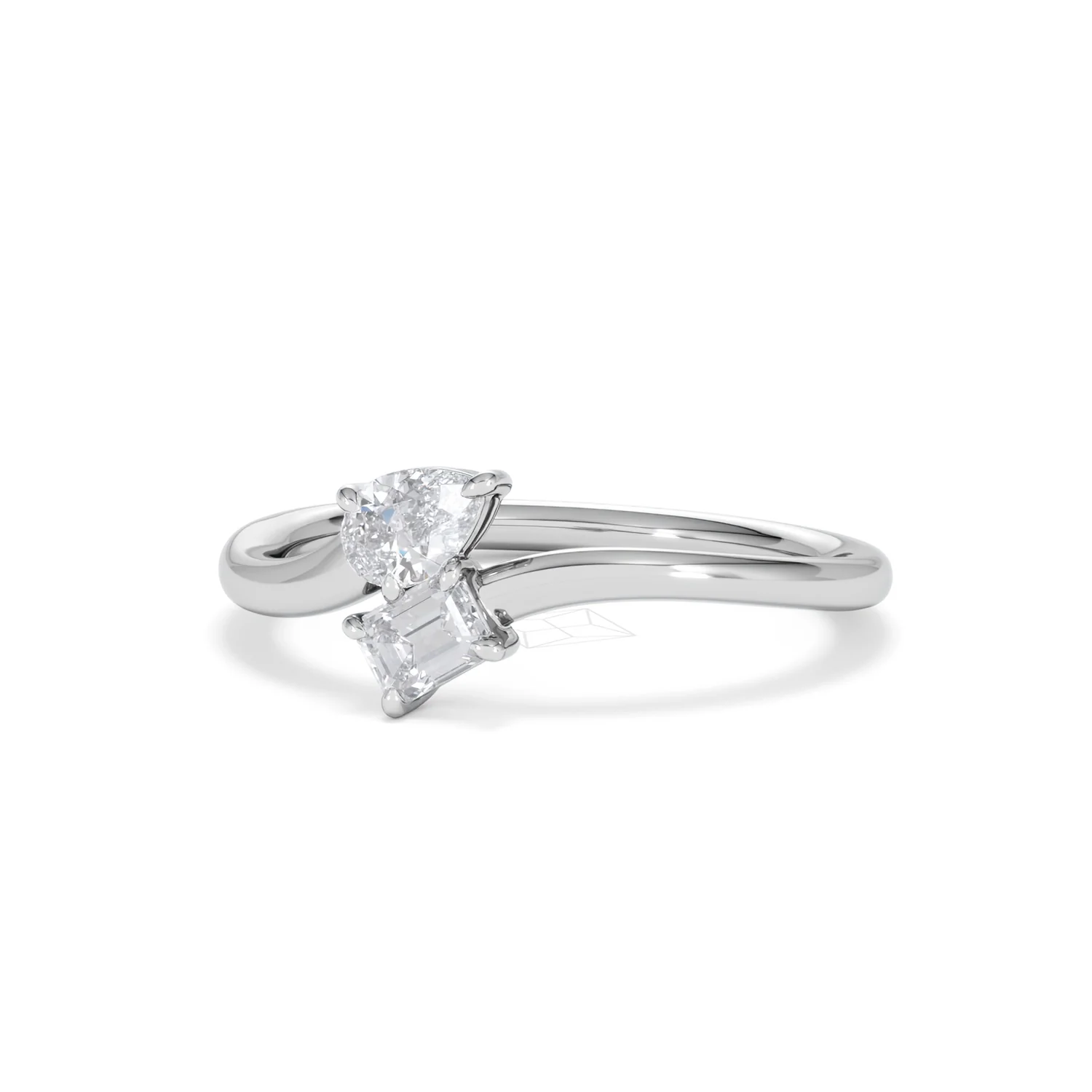 Toi et Moi Emerald and Pear Cut Lab Diamond Ring 30ct F/VS in 925 Silver - Image 85