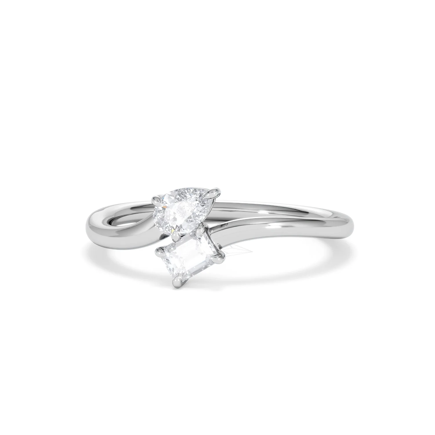 Toi et Moi Emerald and Pear Cut Lab Diamond Ring 30ct F/VS in 925 Silver - Image 87