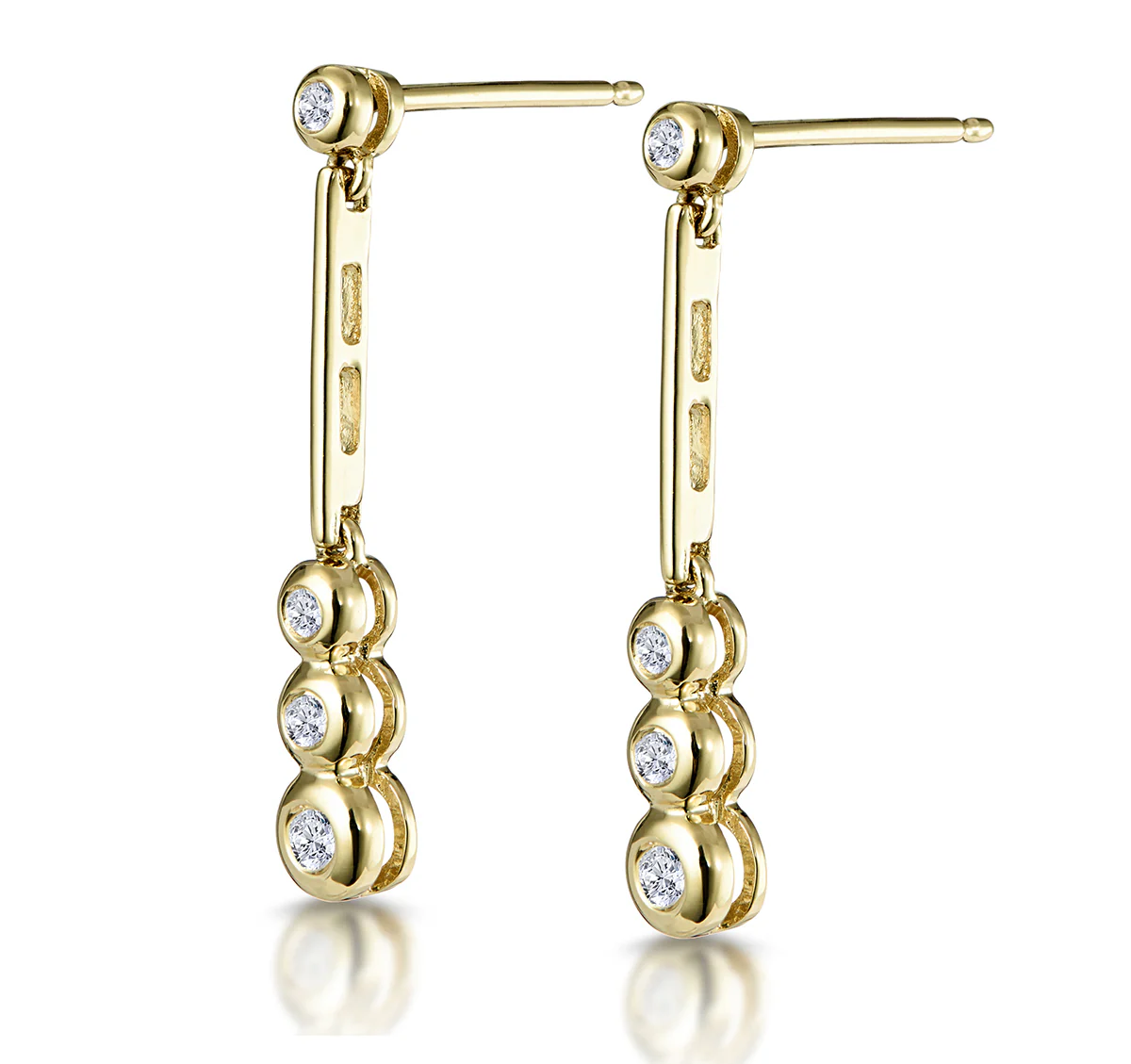 Trilogy Drop Earrings 0.12ct Lab Diamonds 18K Gold Vermeil - Image 4