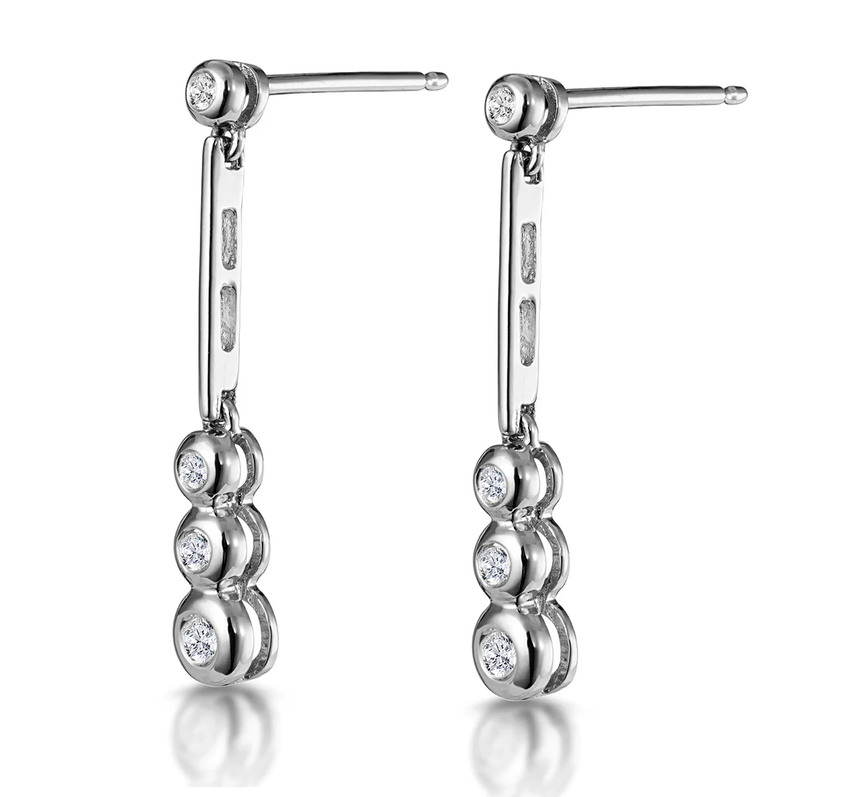 Trilogy Drop Earrings 0.12ct Lab Diamonds 925 Sterling Silver - Image 4