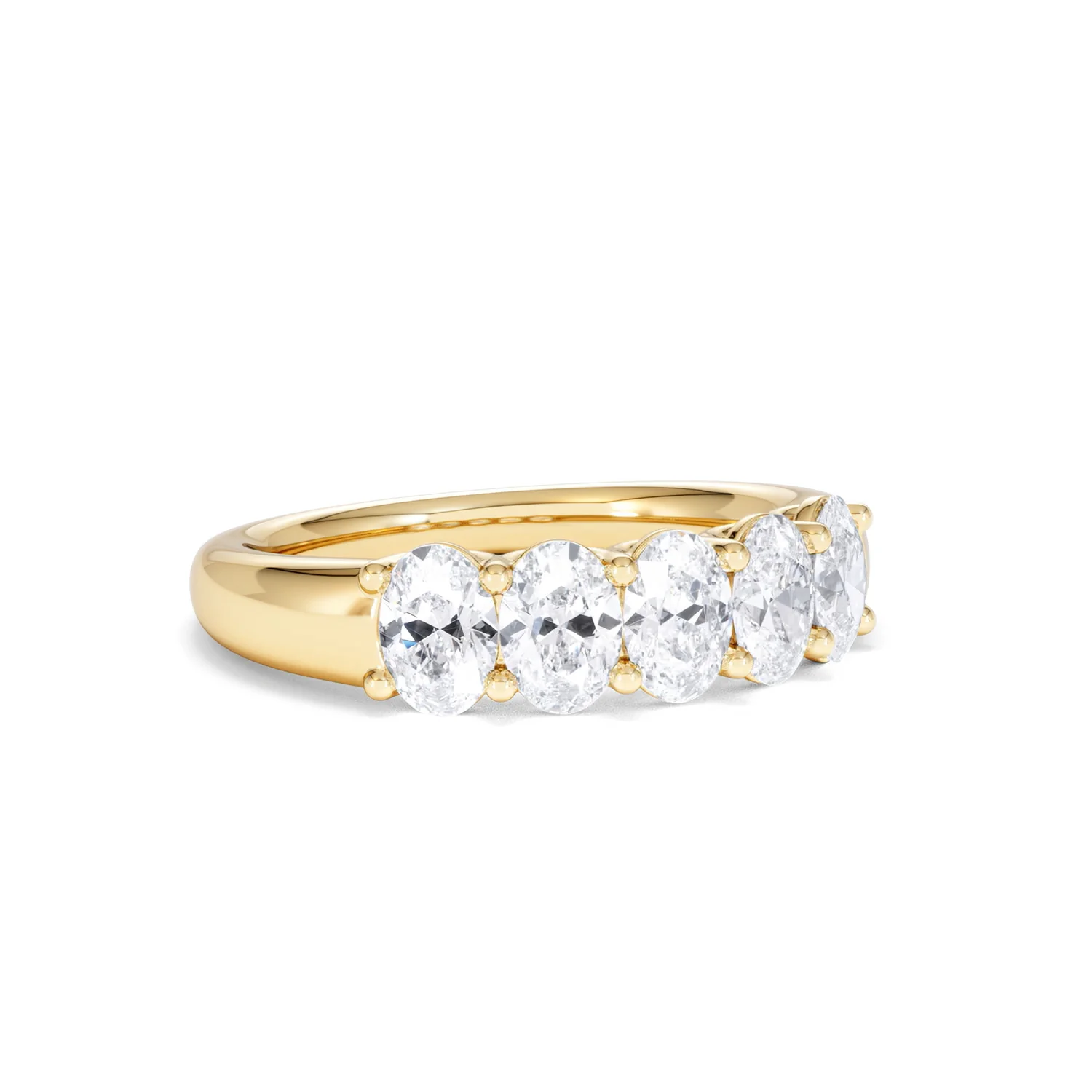Unity 1.00ct Oval Cut Lab Diamond 5 Stone Ring in 18K Yellow Gold - Image 15
