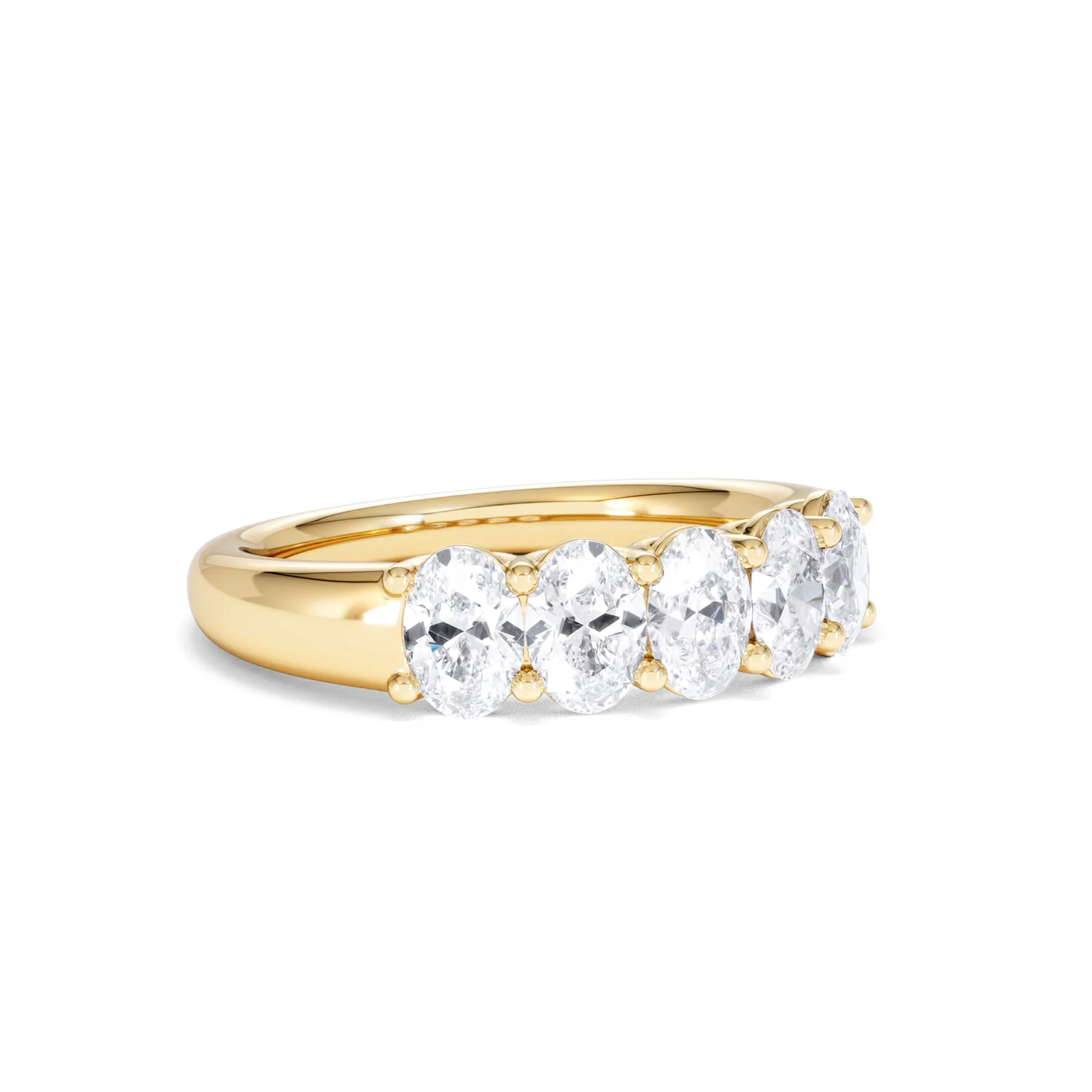 Unity 1.00ct Oval Cut Lab Diamond 5 Stone Ring in 18K Yellow Gold - Image 16