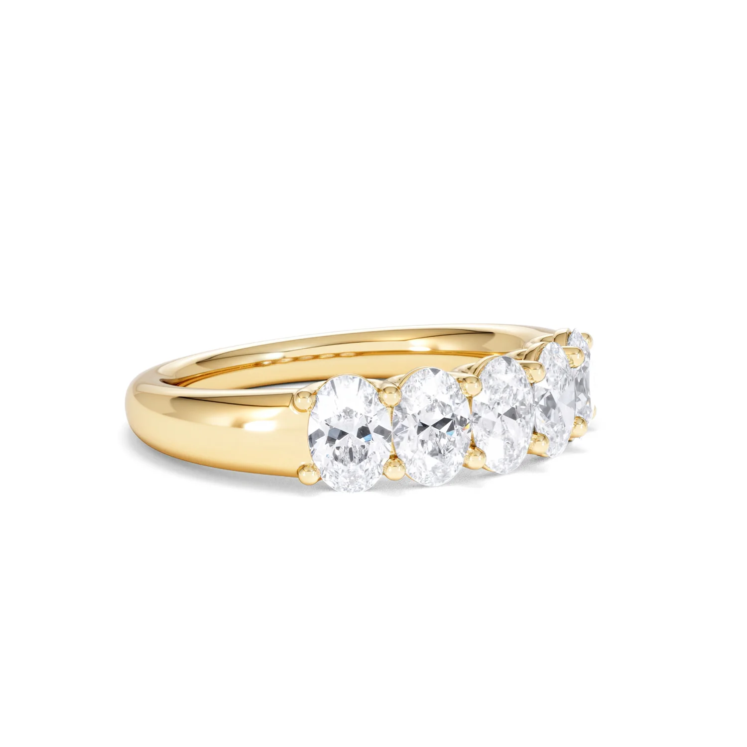 Unity 1.00ct Oval Cut Lab Diamond 5 Stone Ring in 18K Yellow Gold - Image 18