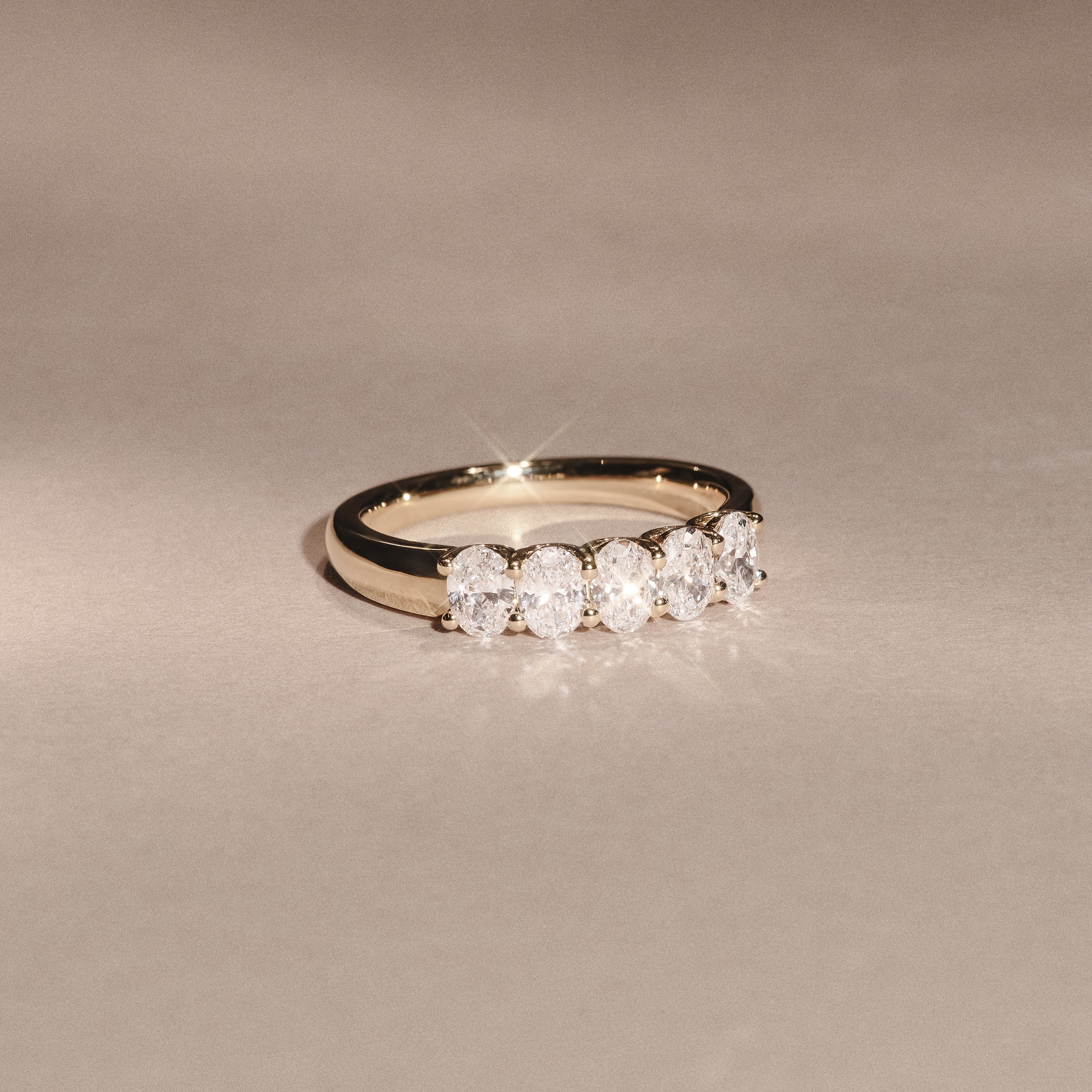 Unity 1.00ct Oval Cut Lab Diamond 5 Stone Ring in 18K Yellow Gold - Image 6