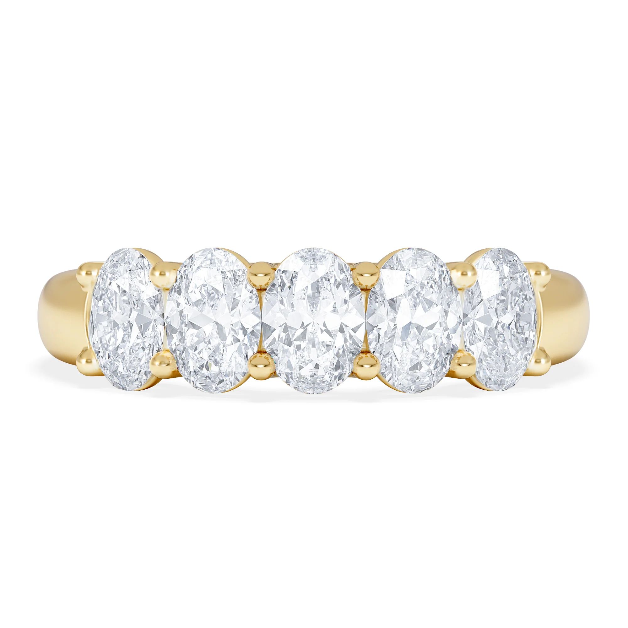 Unity 1.00ct Oval Cut Lab Diamond 5 Stone Ring in 18K Yellow Gold - Image 7