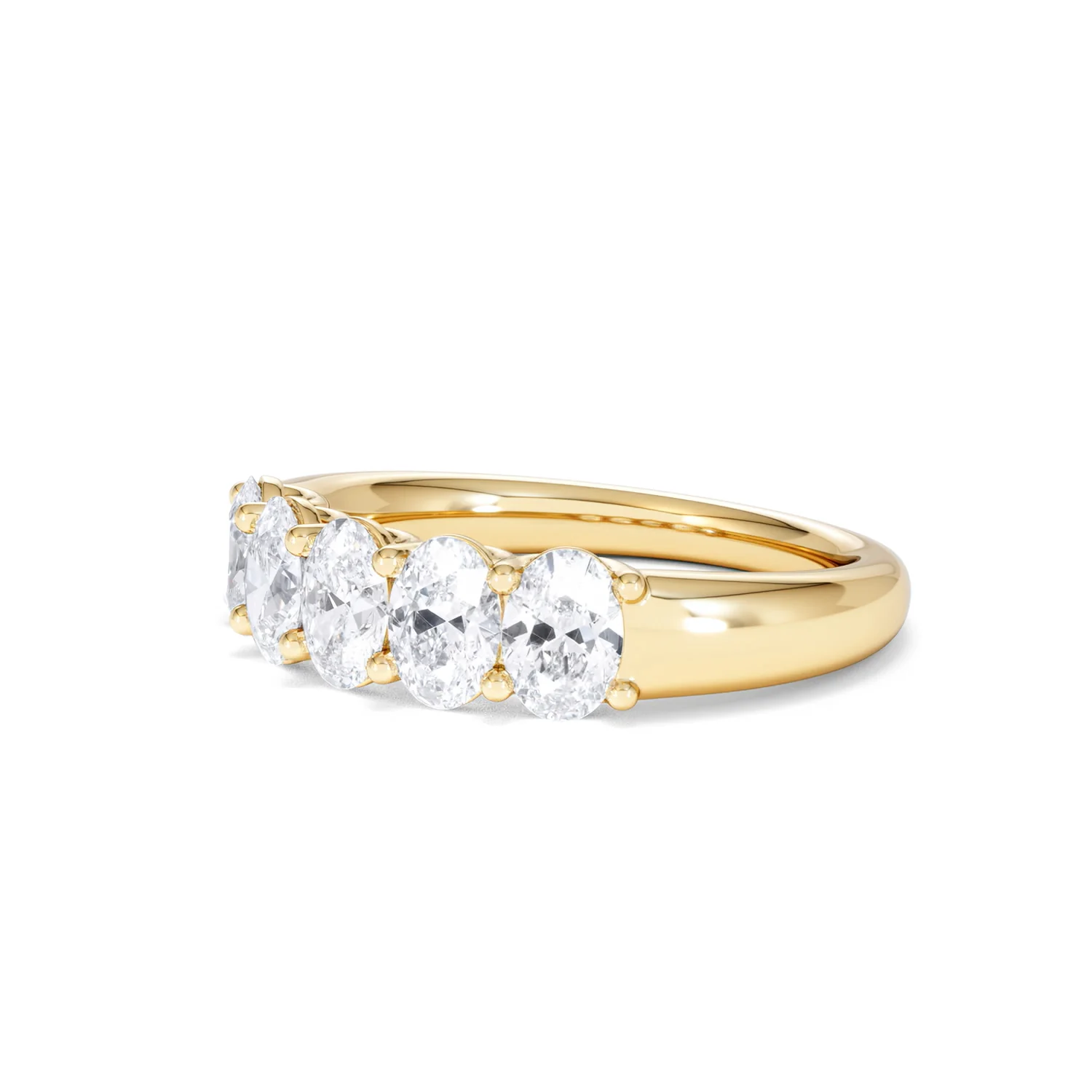 Unity 1.00ct Oval Cut Lab Diamond 5 Stone Ring in 18K Yellow Gold - Image 79