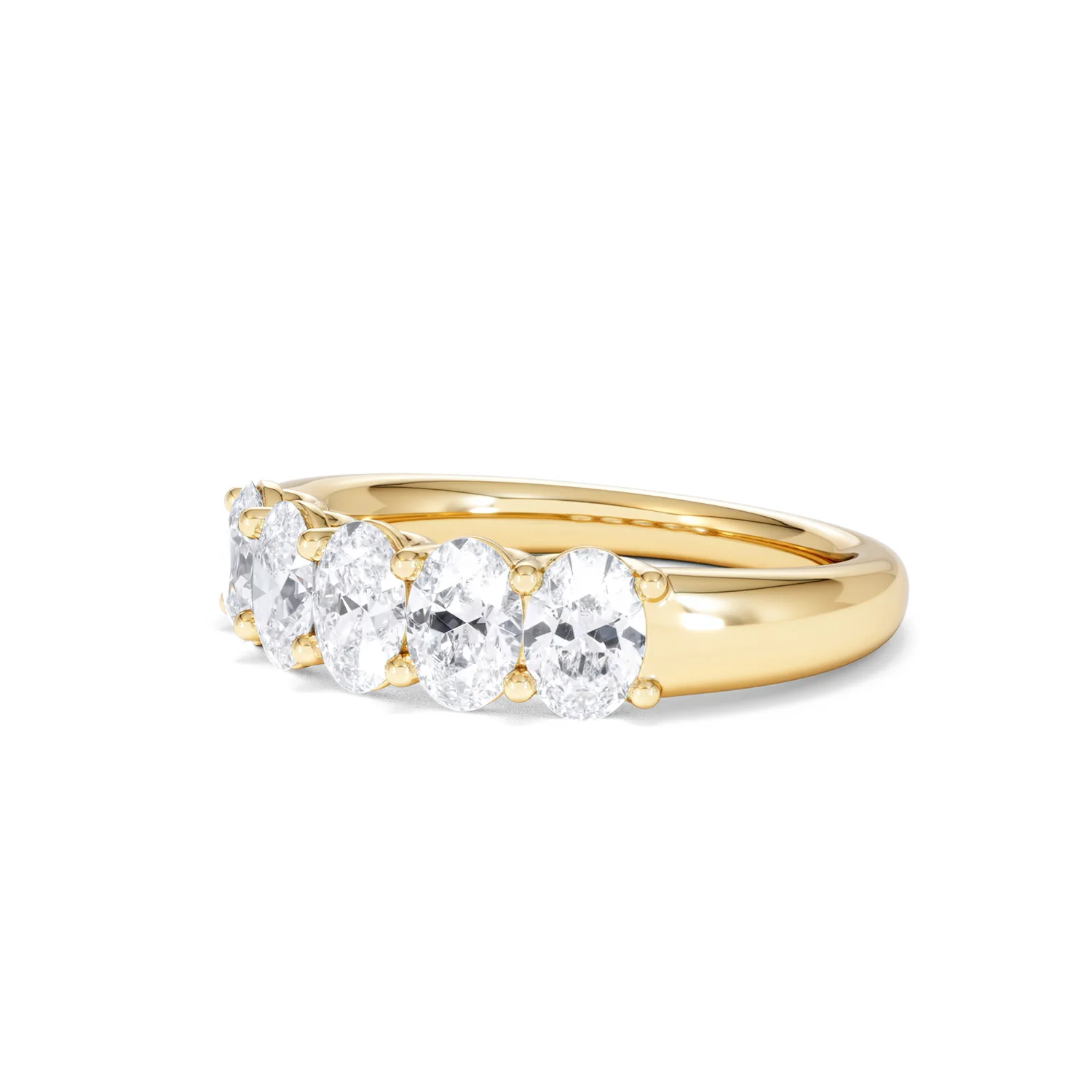 Unity 1.00ct Oval Cut Lab Diamond 5 Stone Ring in 18K Yellow Gold - Image 80